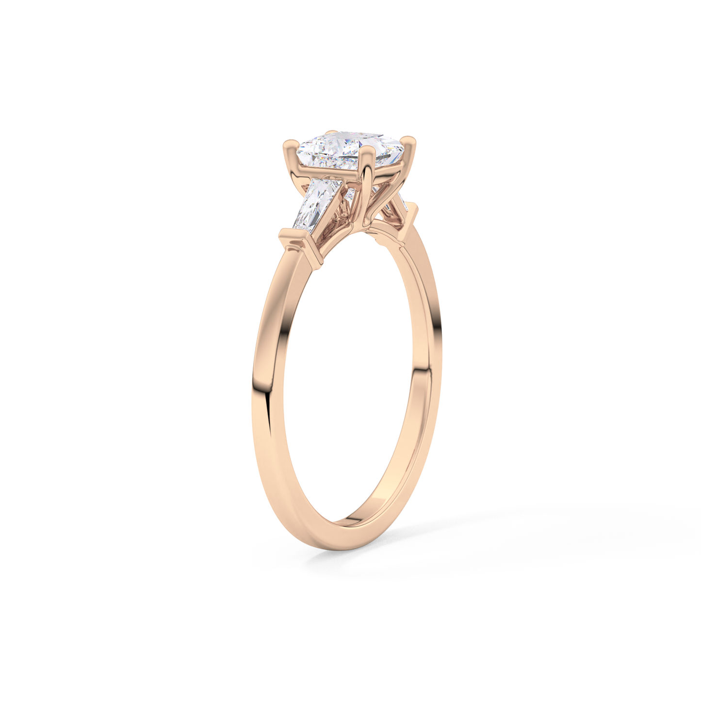 Princess Cut 0.78 Carat Moissanite Ring – Three Stones Setting in Gold