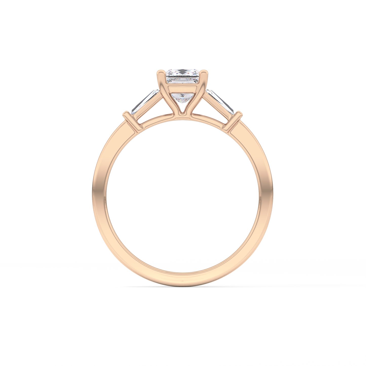 Princess Cut 0.78 Carat Moissanite Ring – Three Stones Setting in Gold