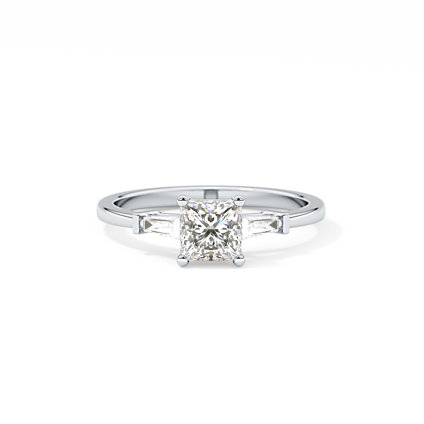 Princess Cut 0.78 Carat Moissanite Ring – Three Stones Setting in Gold