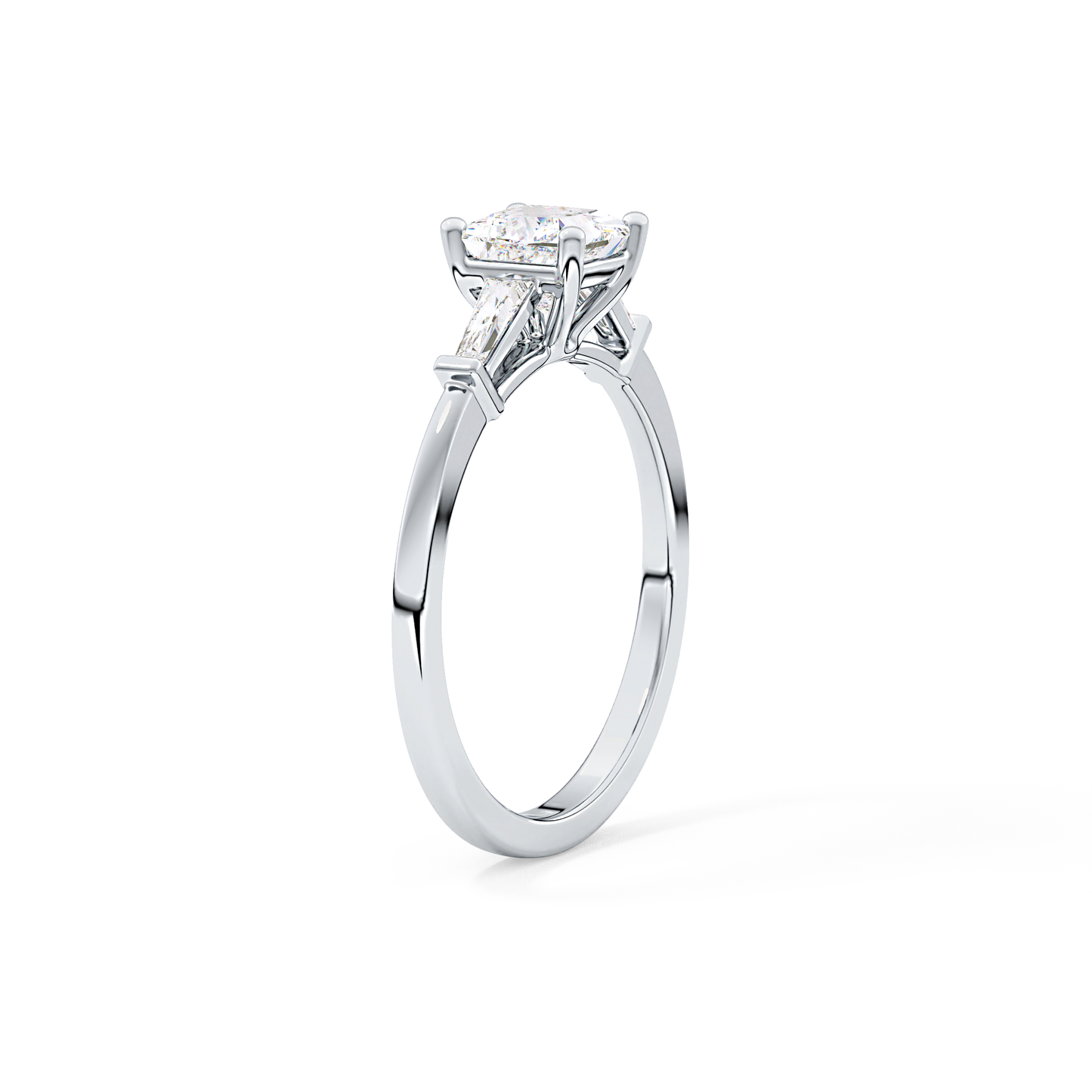 Princess Cut 0.78 Carat Moissanite Ring – Three Stones Setting in Gold