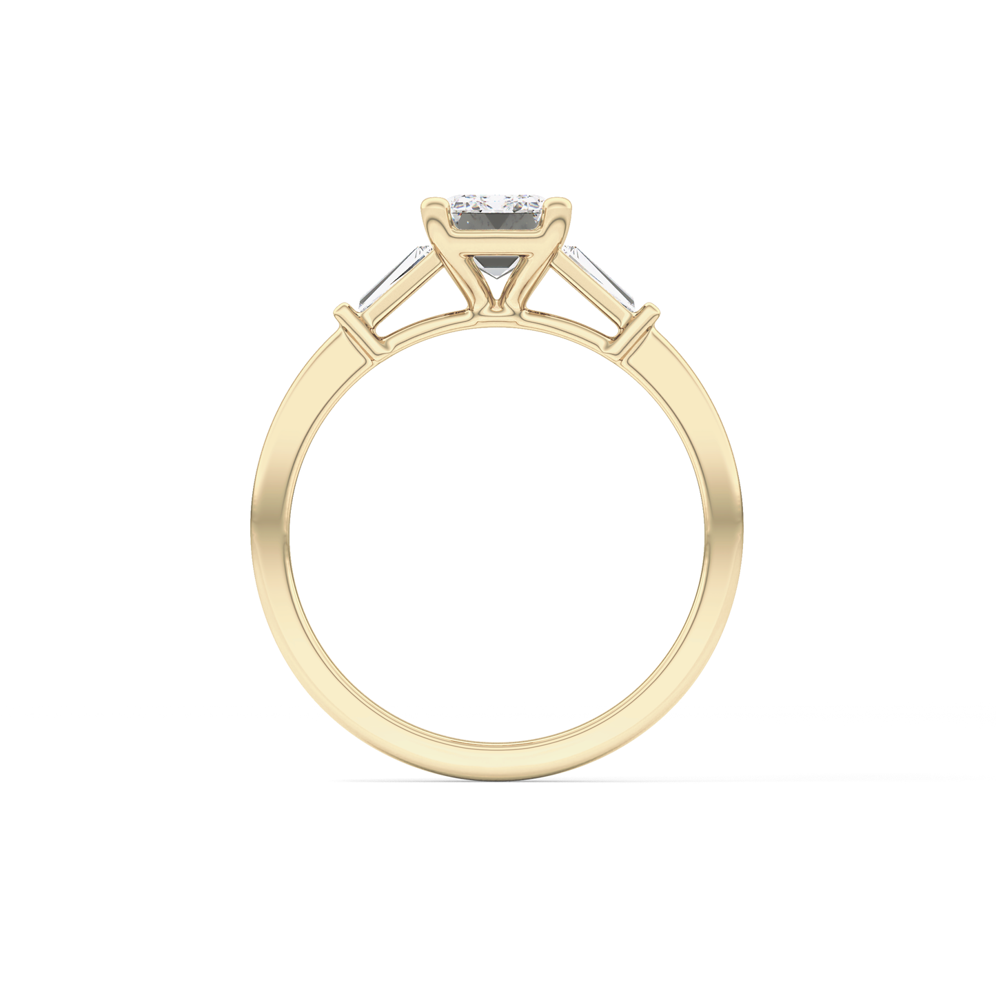 Emerald Cut 1.02 Carat Moissanite Ring – Three Stones Setting in Gold