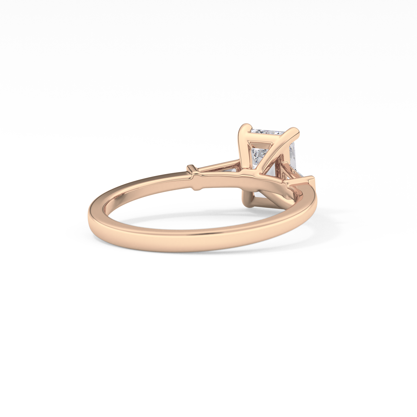 Emerald Cut 1.02 Carat Moissanite Ring – Three Stones Setting in Gold
