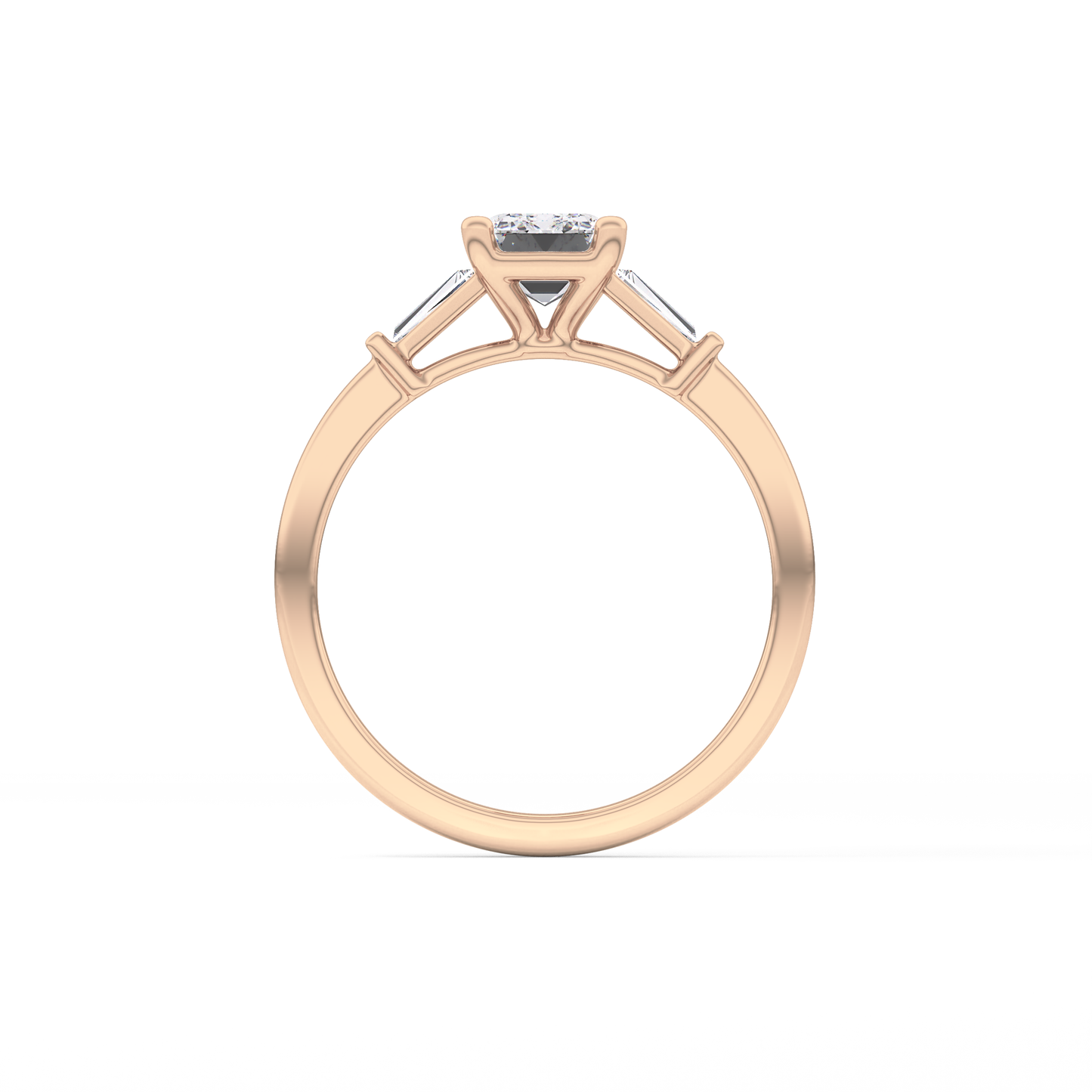Emerald Cut 1.02 Carat Moissanite Ring – Three Stones Setting in Gold
