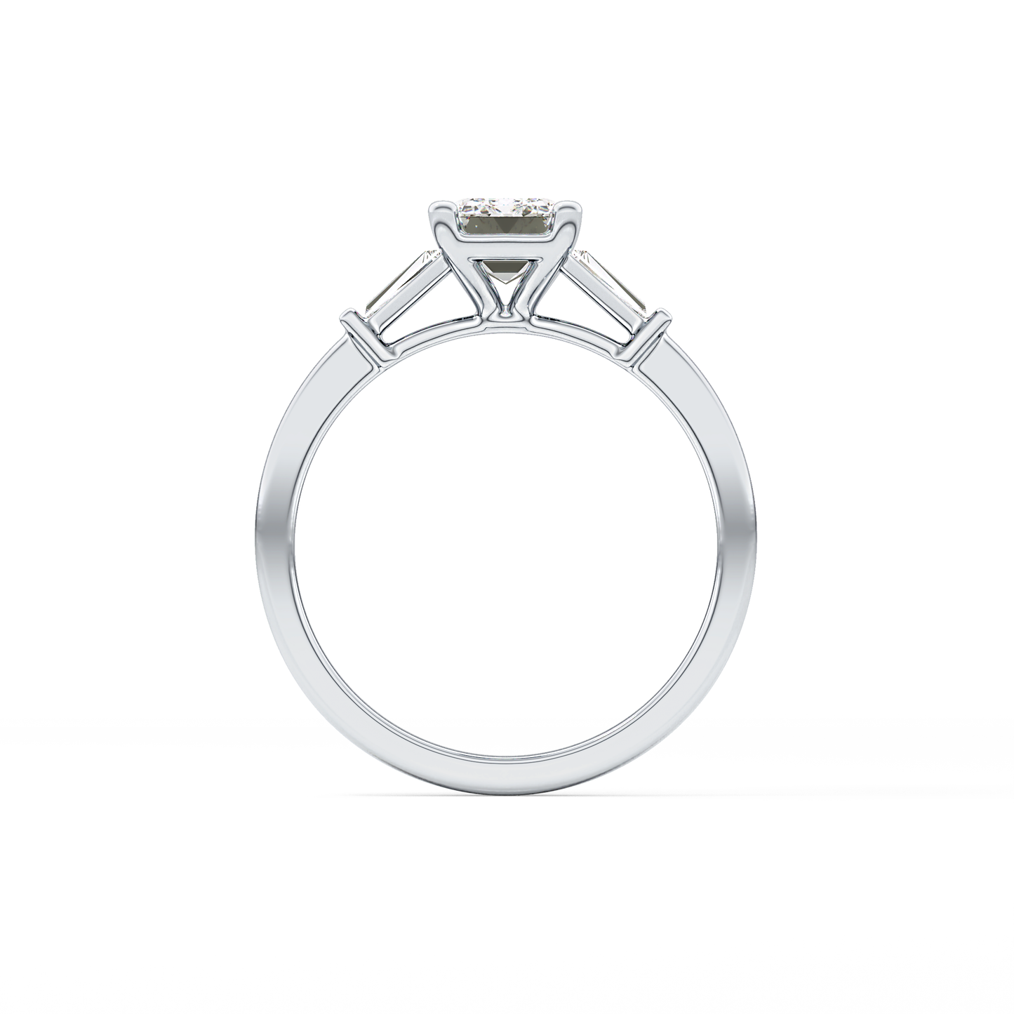 Emerald Cut 1.02 Carat Moissanite Ring – Three Stones Setting in Gold