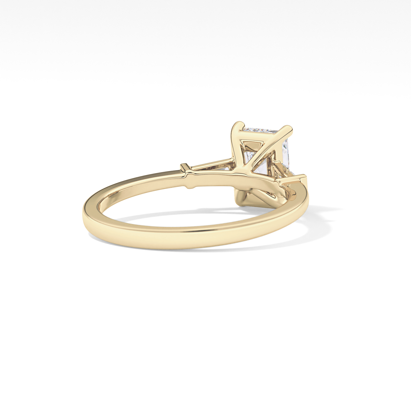 Radiant Cut 1.21 Carat Moissanite Ring – Three Stones Setting in Gold