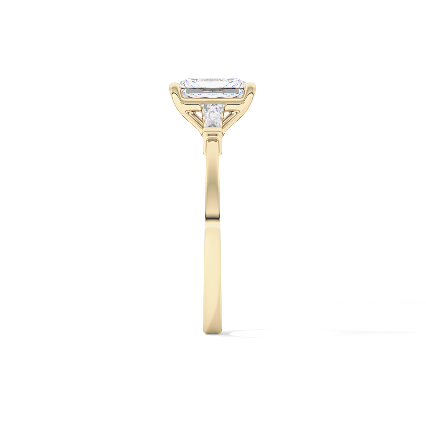 Radiant Cut 1.21 Carat Moissanite Ring – Three Stones Setting in Gold