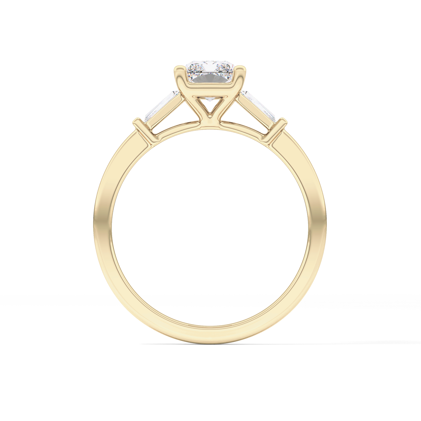 Radiant Cut 1.21 Carat Moissanite Ring – Three Stones Setting in Gold