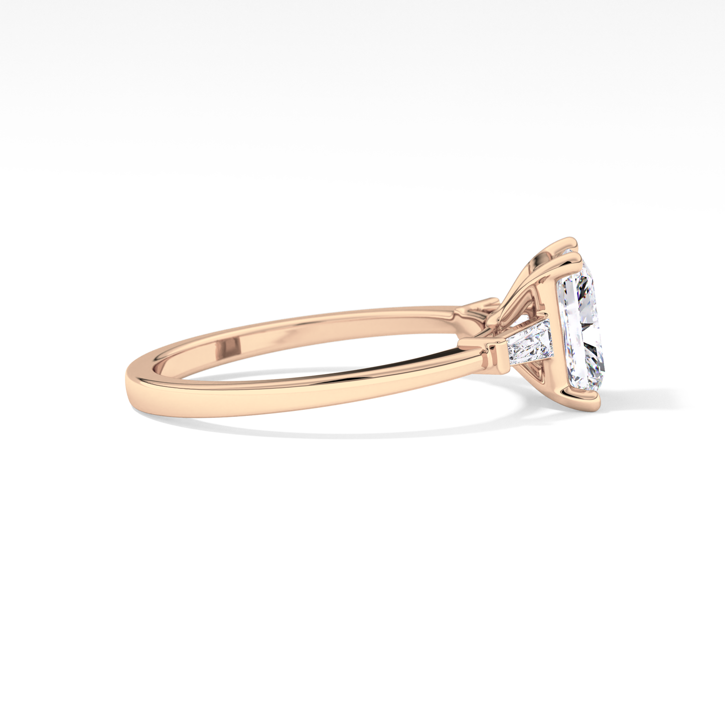 Radiant Cut 1.21 Carat Moissanite Ring – Three Stones Setting in Gold