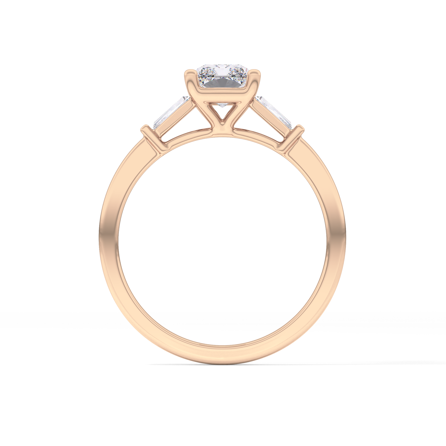 Radiant Cut 1.21 Carat Moissanite Ring – Three Stones Setting in Gold