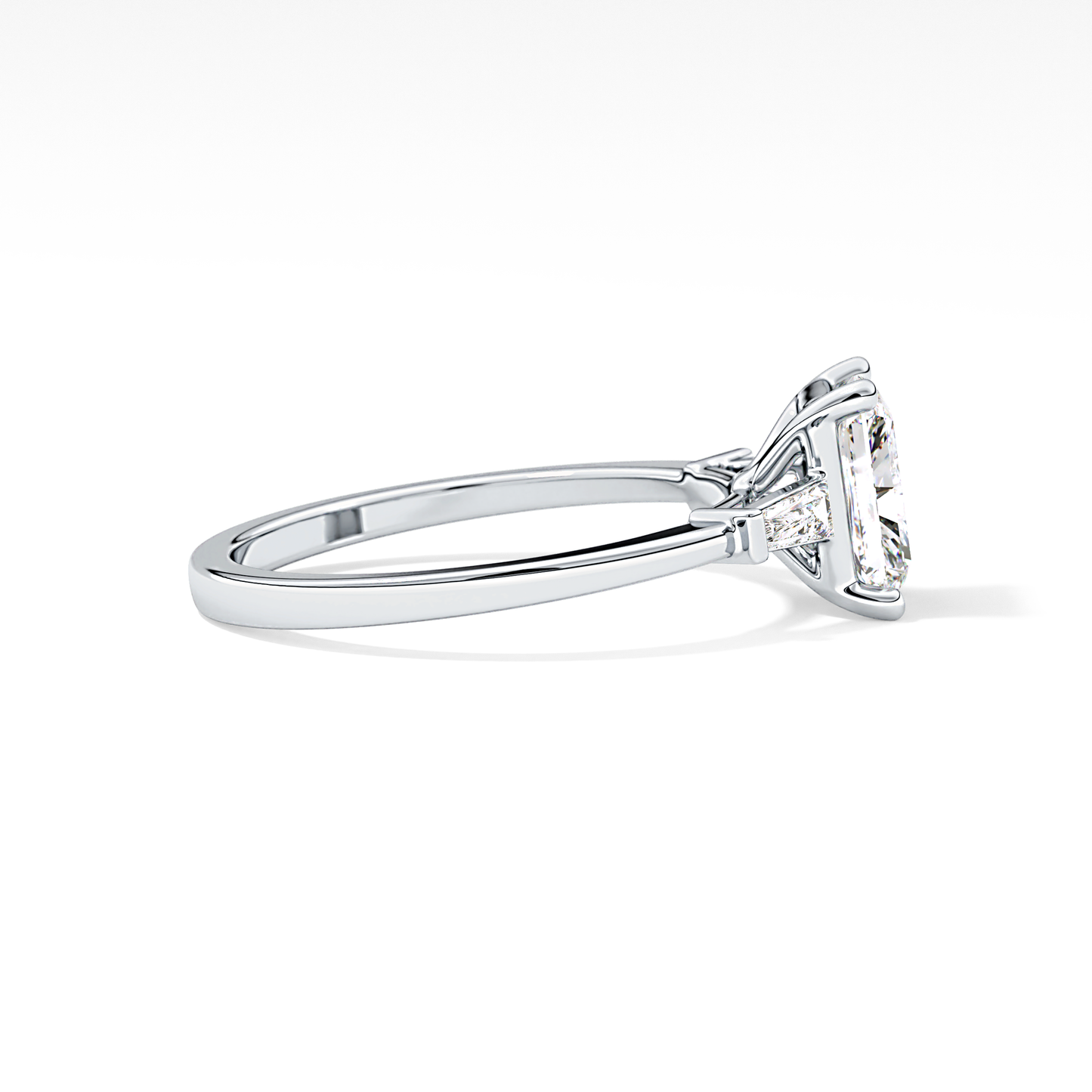 Radiant Cut 1.21 Carat Moissanite Ring – Three Stones Setting in Gold