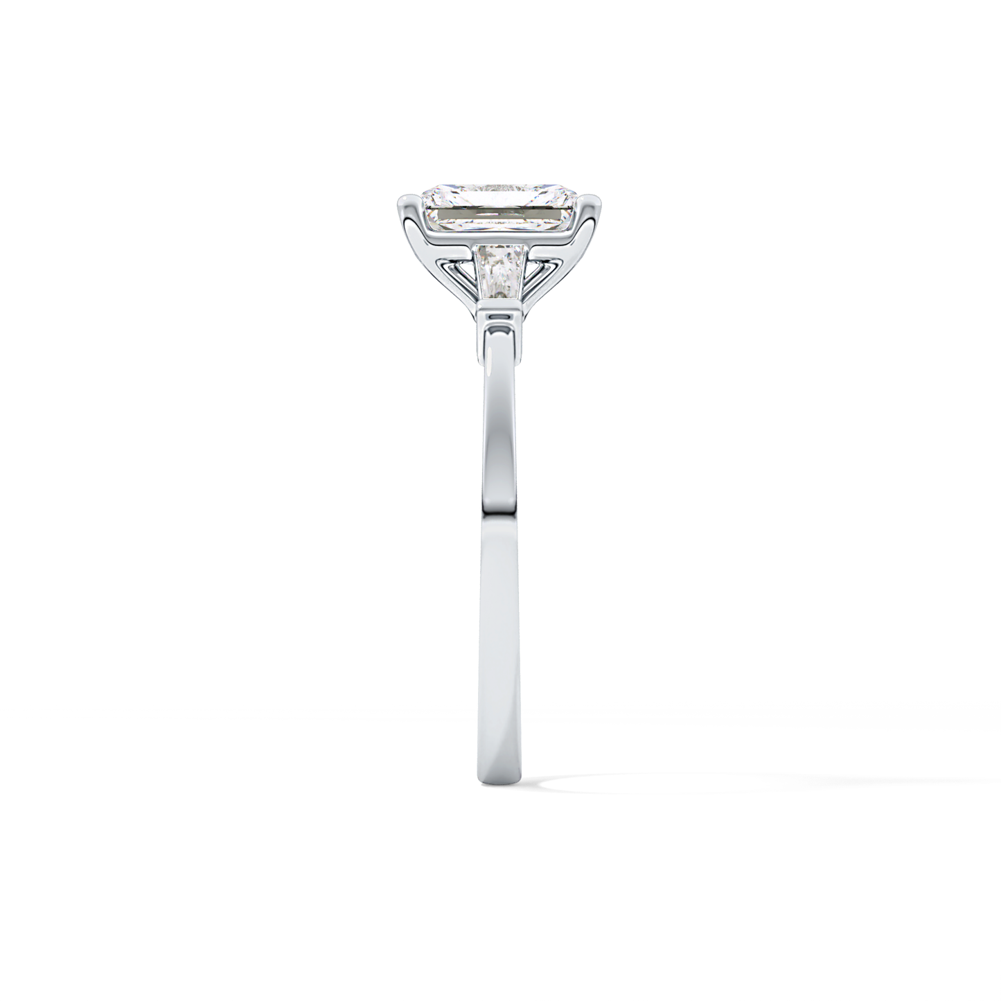 Radiant Cut 1.21 Carat Moissanite Ring – Three Stones Setting in Gold
