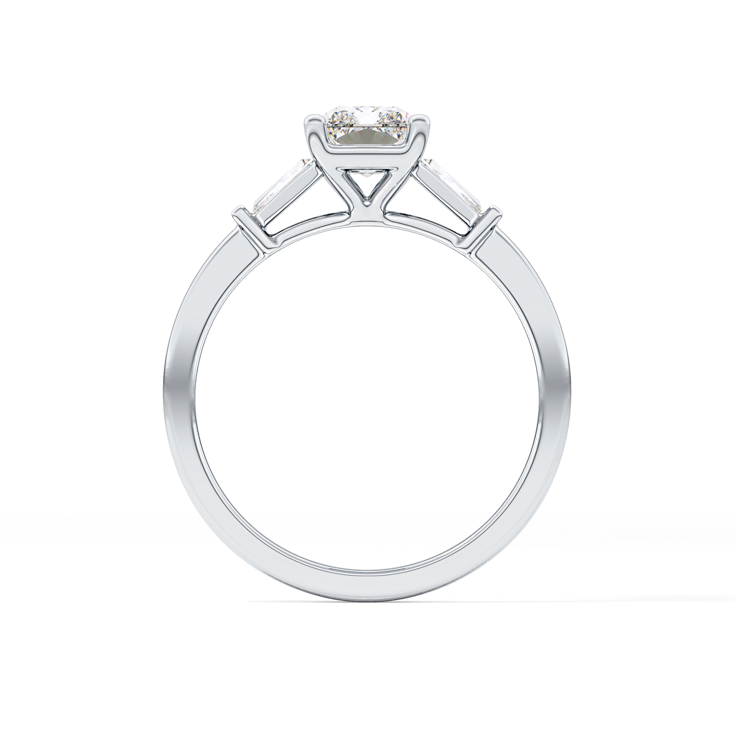 Radiant Cut 1.21 Carat Moissanite Ring – Three Stones Setting in Gold