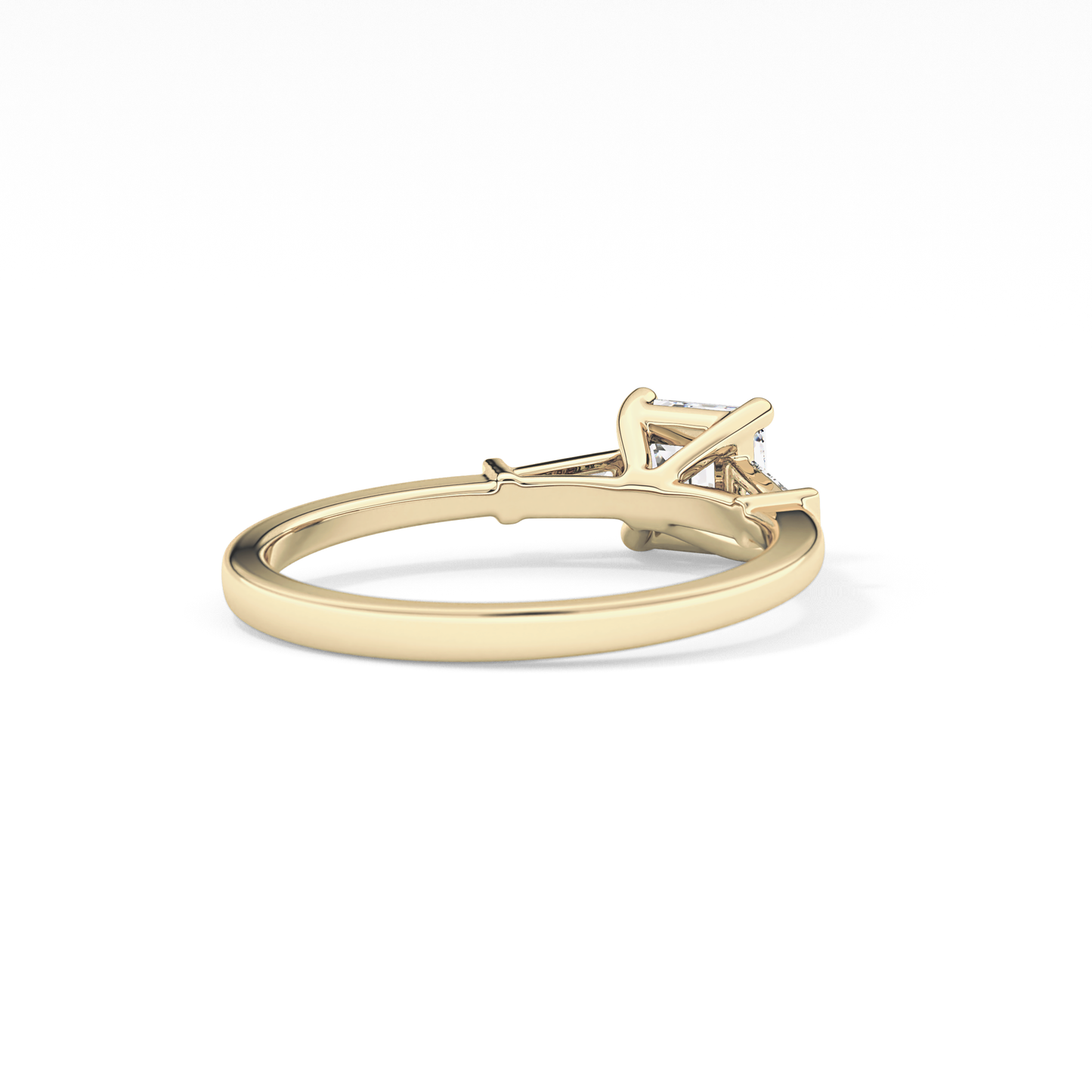 Asscher Cut 0.65 Carat Moissanite Ring – Three Stones Setting in Gold 8