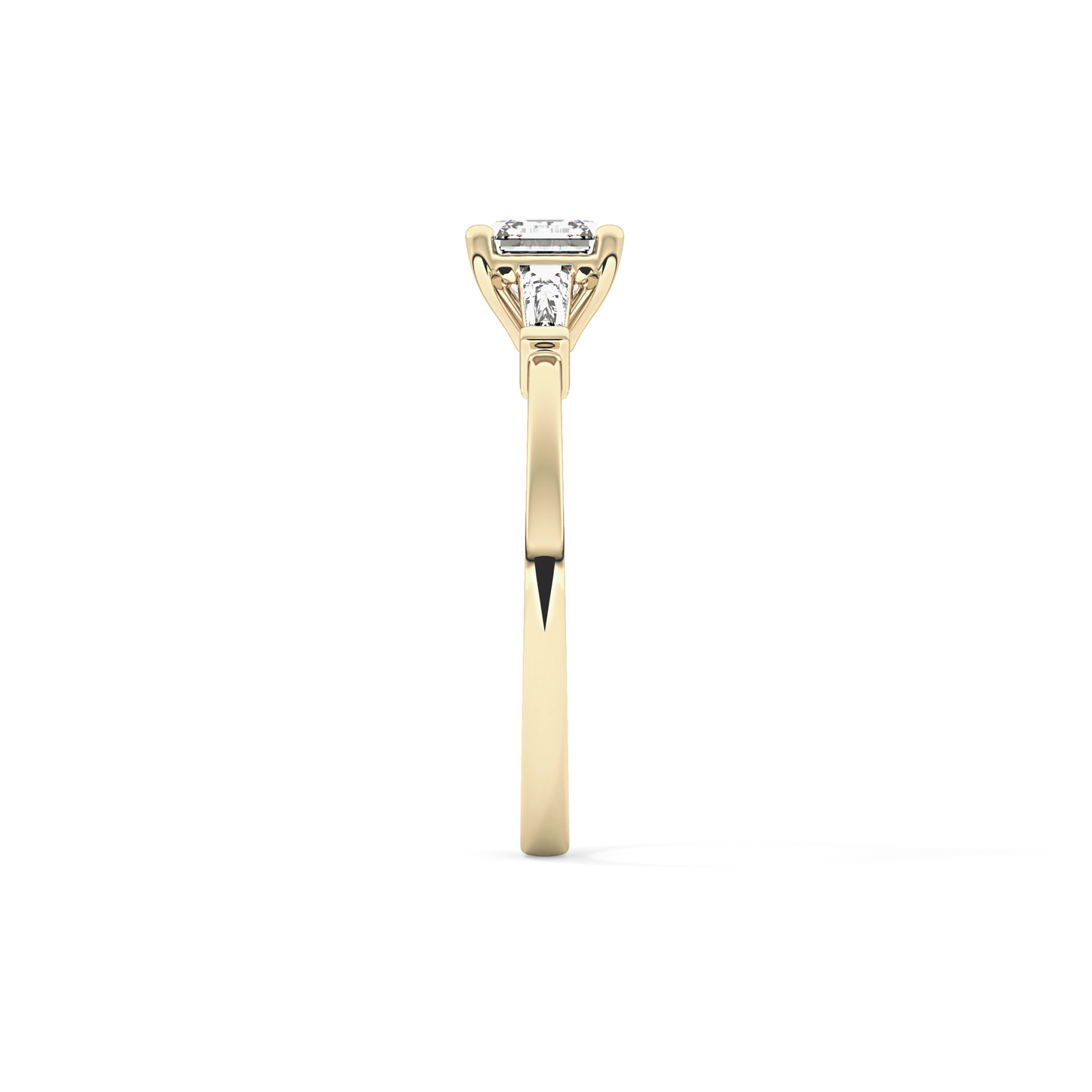 Asscher Cut 0.65 Carat Moissanite Ring – Three Stones Setting in Gold 10