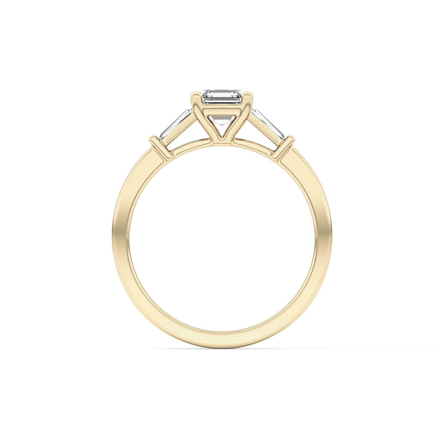 Asscher Cut 0.65 Carat Moissanite Ring – Three Stones Setting in Gold 12