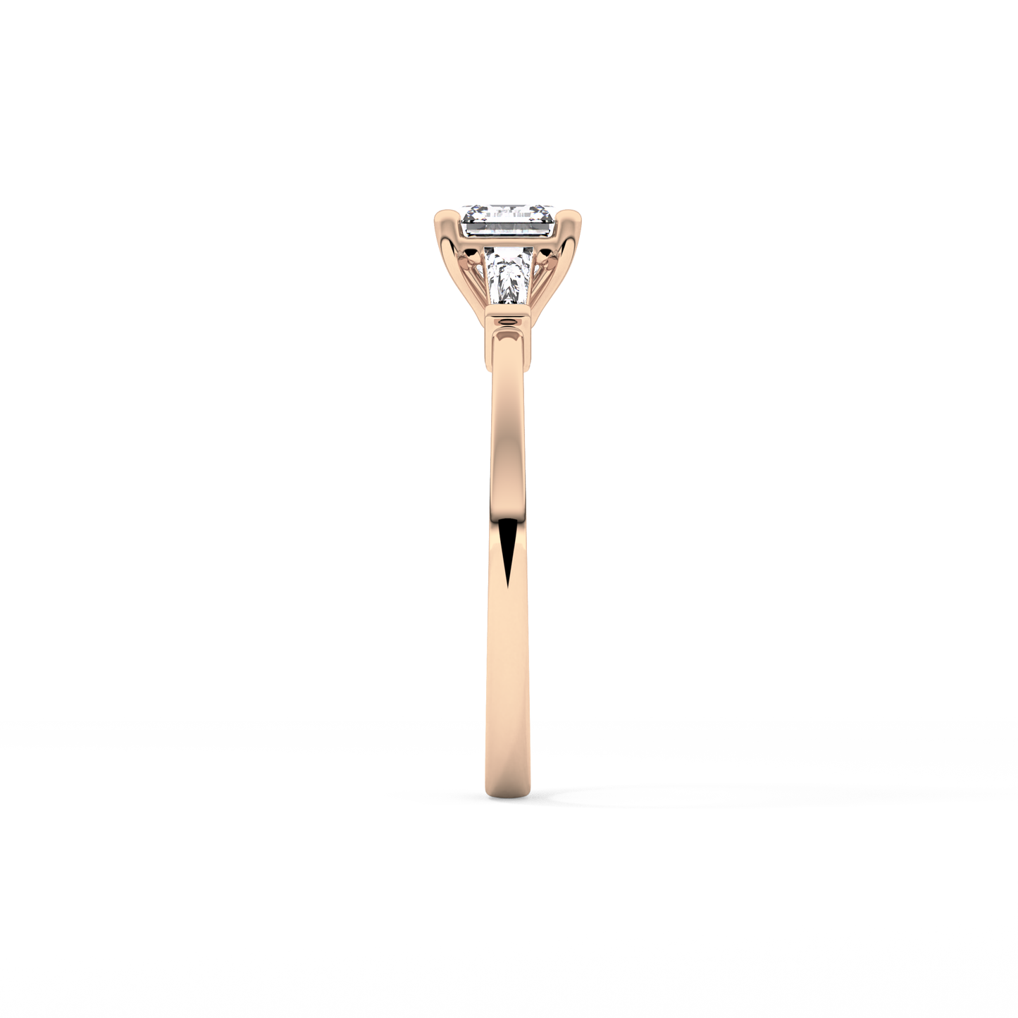 Asscher Cut 0.65 Carat Moissanite Ring – Three Stones Setting in Gold 16