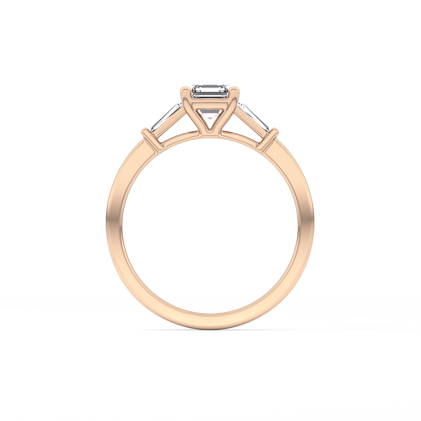 Asscher Cut 0.65 Carat Moissanite Ring – Three Stones Setting in Gold 18