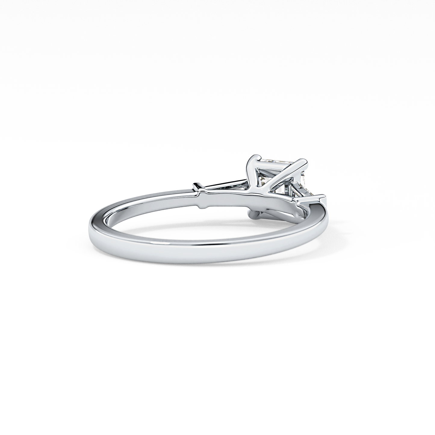 Asscher Cut 0.65 Carat Moissanite Ring – Three Stones Setting in Gold 2