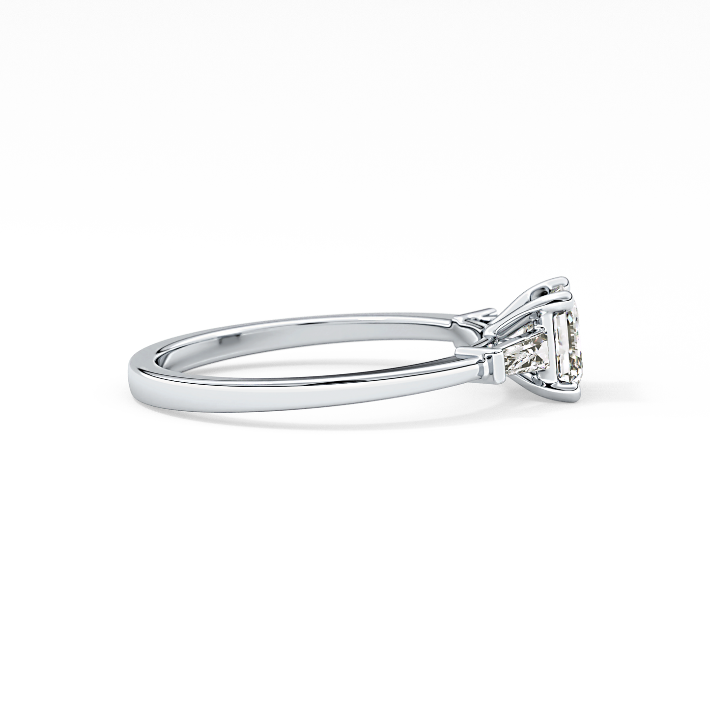 Asscher Cut 0.65 Carat Moissanite Ring – Three Stones Setting in Gold 3