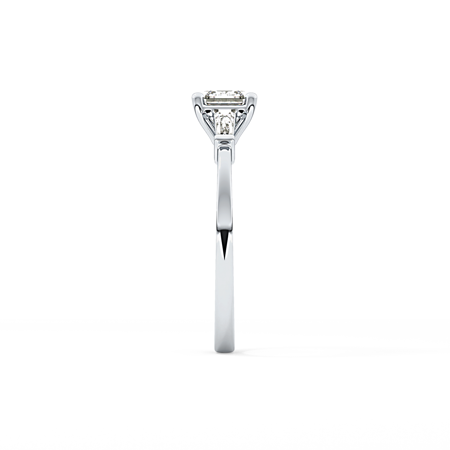 Asscher Cut 0.65 Carat Moissanite Ring – Three Stones Setting in Gold 4