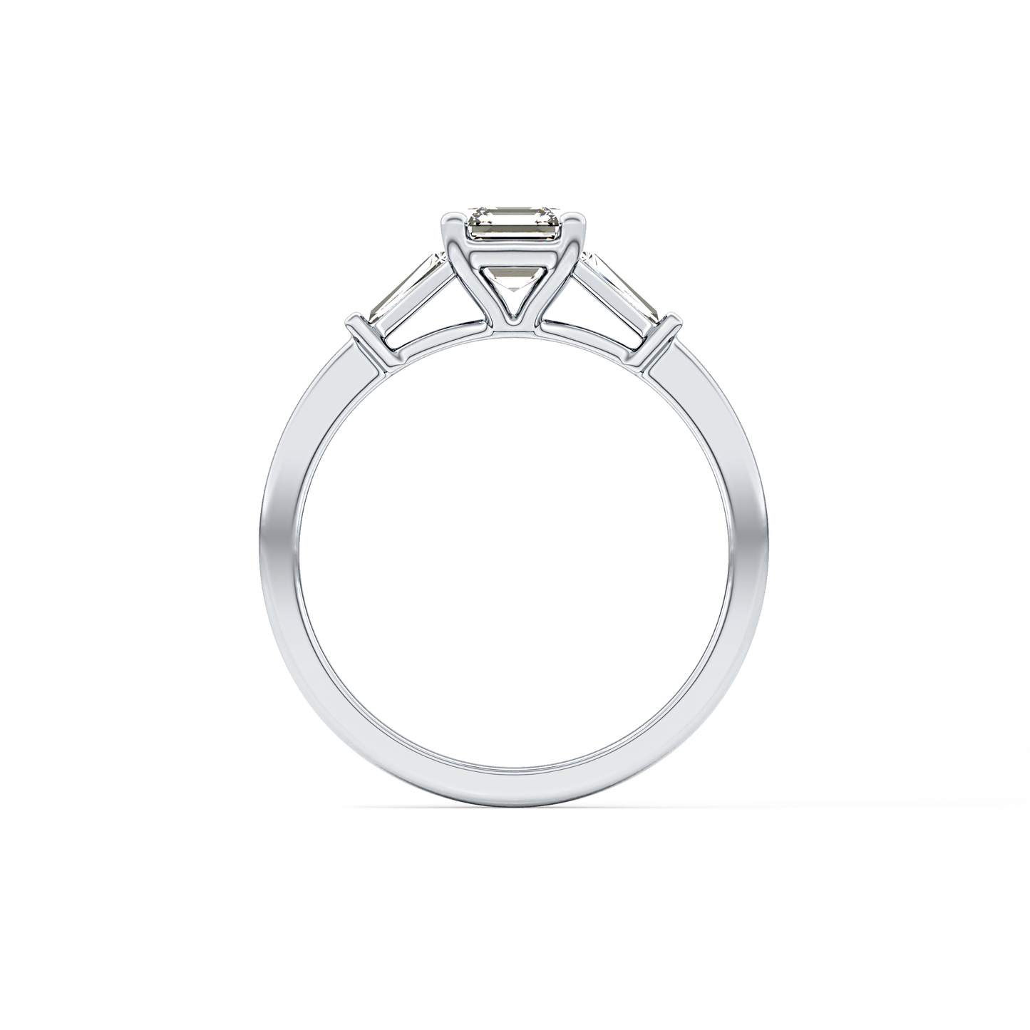 Asscher Cut 0.65 Carat Moissanite Ring – Three Stones Setting in Gold 6