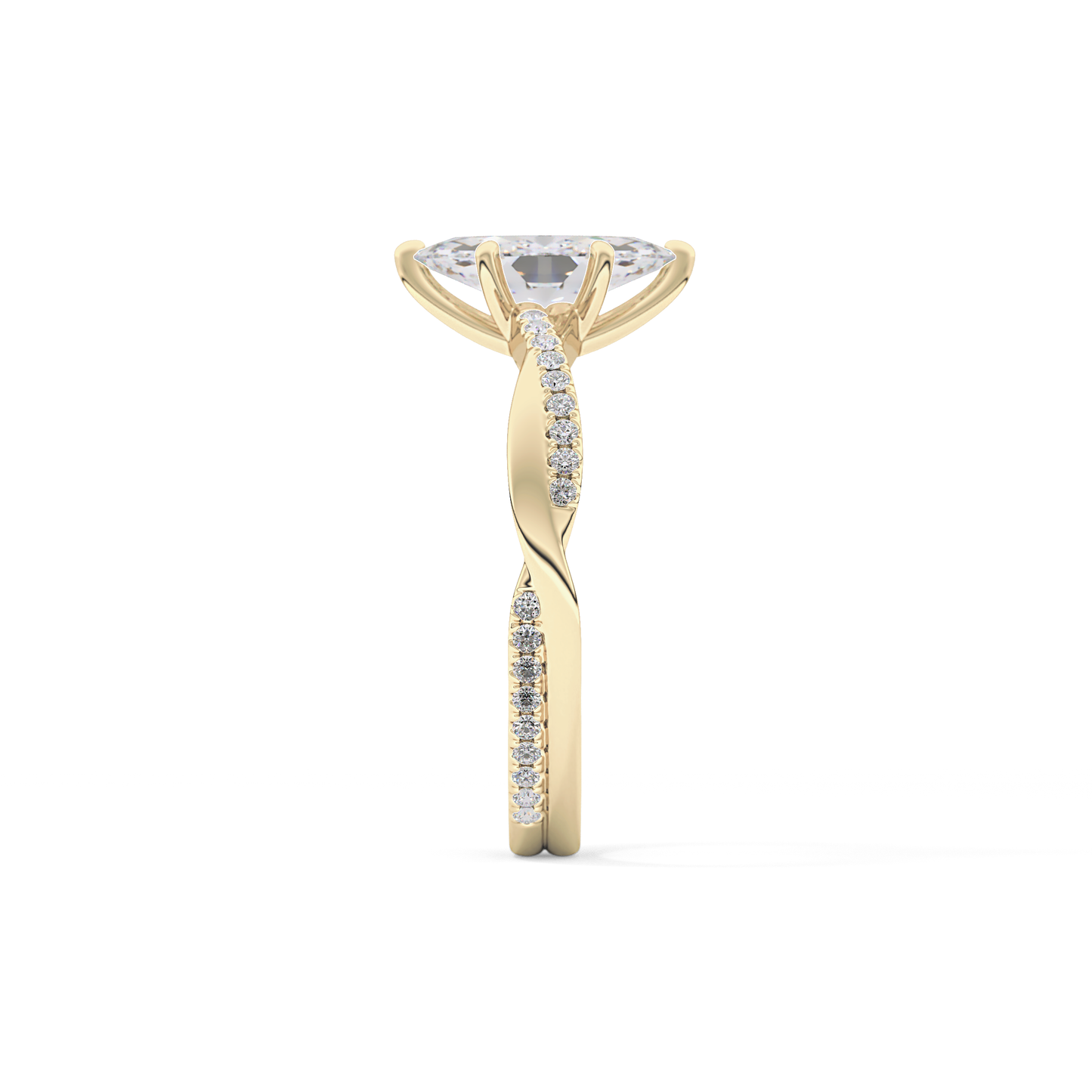 Marquise Cut 0.82 Carat Moissanite Ring – Criss Cross Pave Setting in Gold