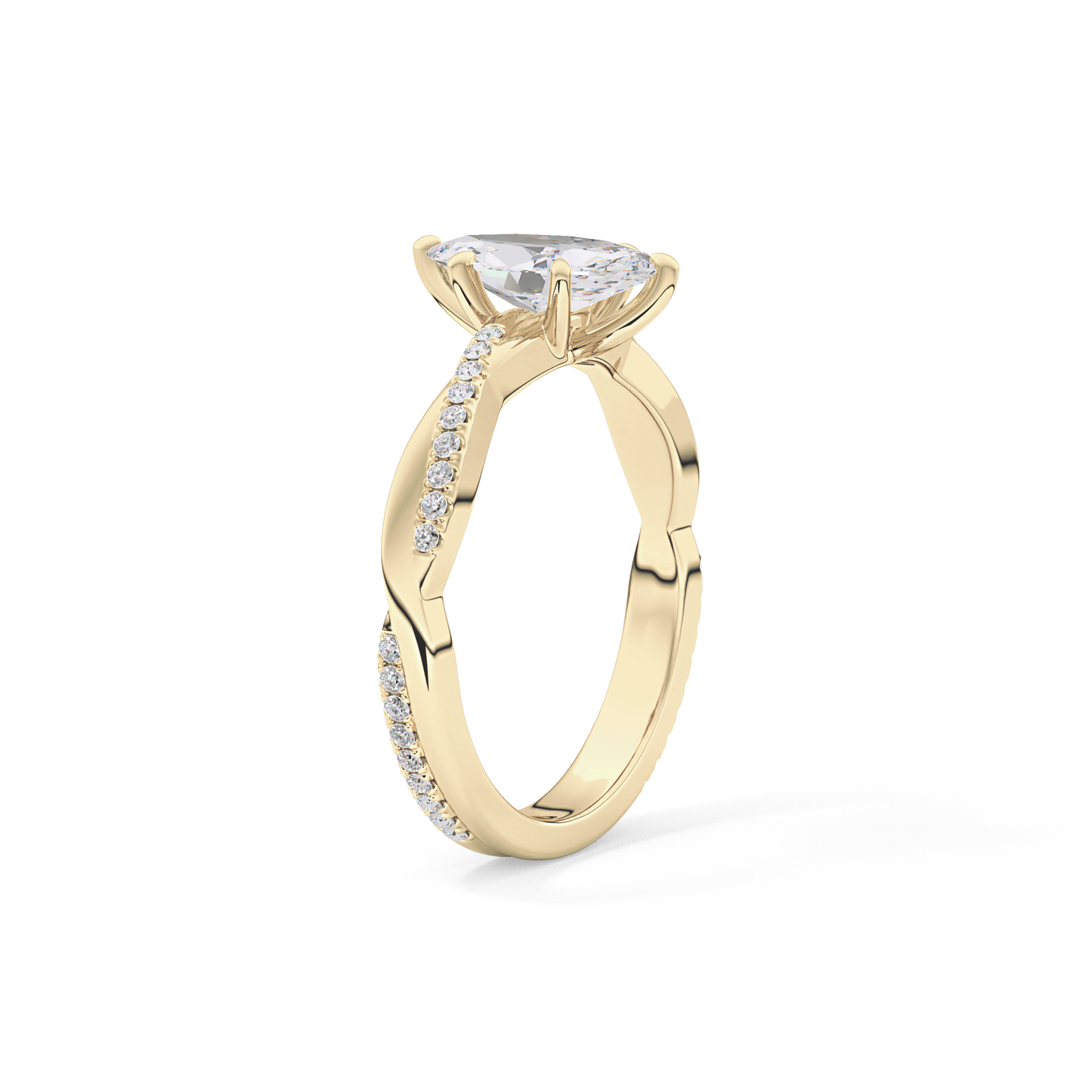 Marquise Cut 0.82 Carat Moissanite Ring – Criss Cross Pave Setting in Gold