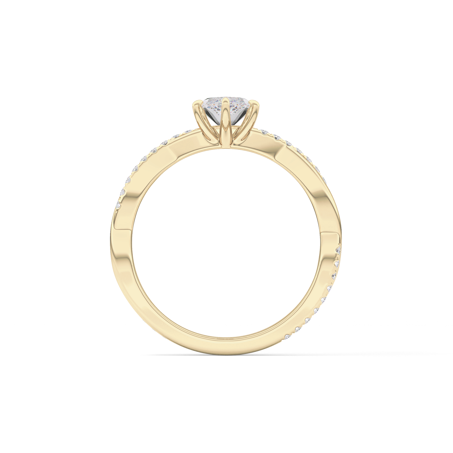 Marquise Cut 0.82 Carat Moissanite Ring – Criss Cross Pave Setting in Gold