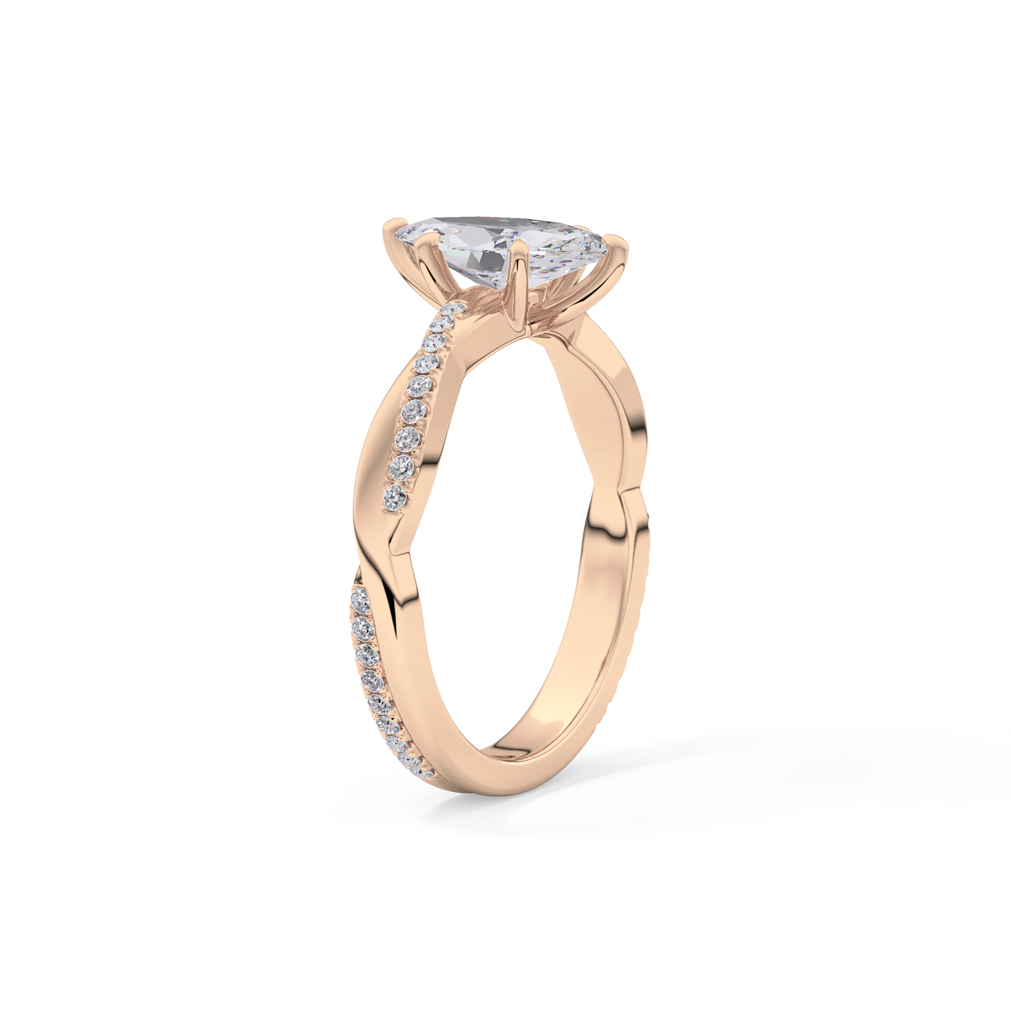 Marquise Cut 0.82 Carat Moissanite Ring – Criss Cross Pave Setting in Gold