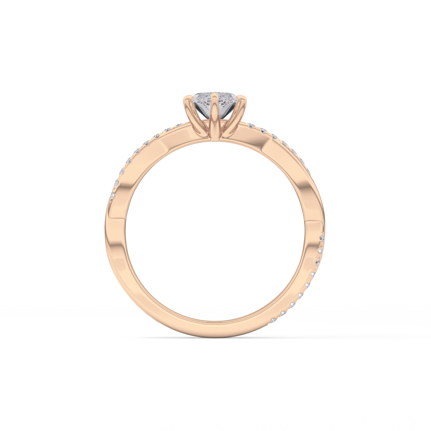 Marquise Cut 0.82 Carat Moissanite Ring – Criss Cross Pave Setting in Gold