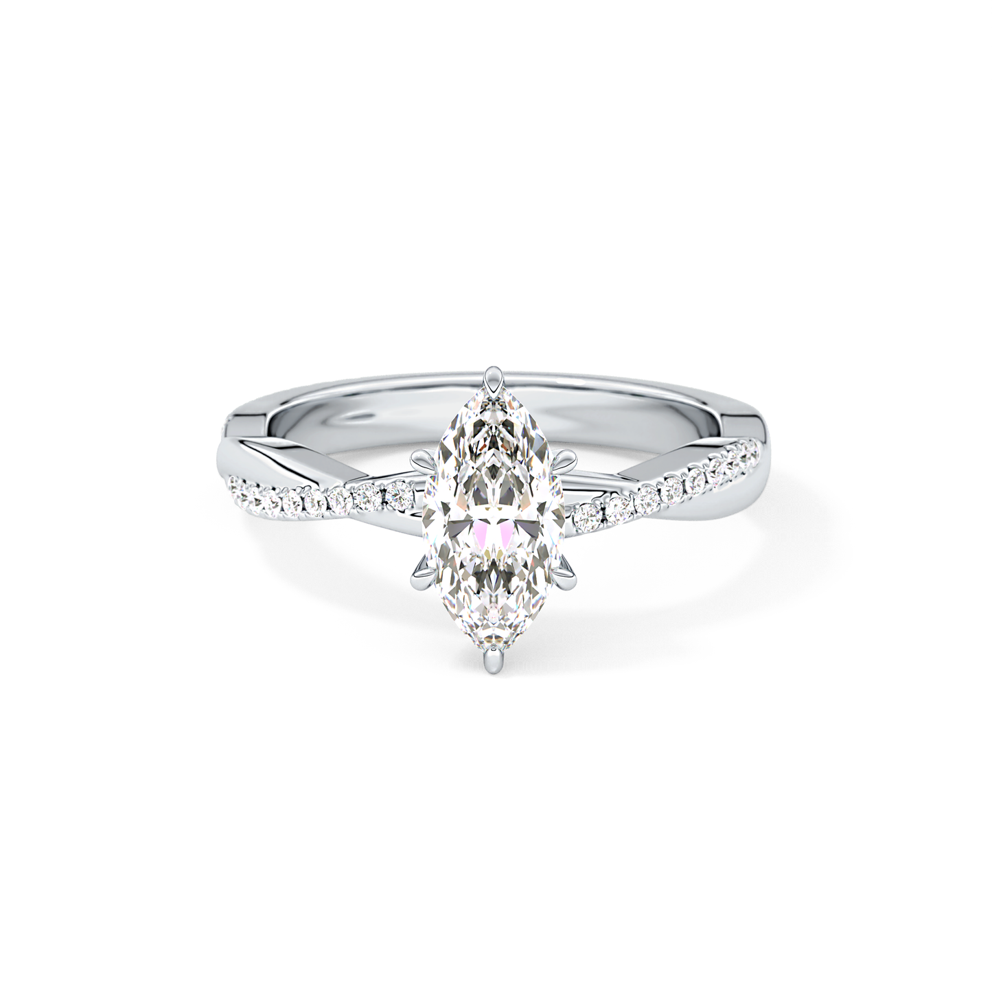 Marquise Cut 0.82 Carat Moissanite Ring – Criss Cross Pave Setting in Gold