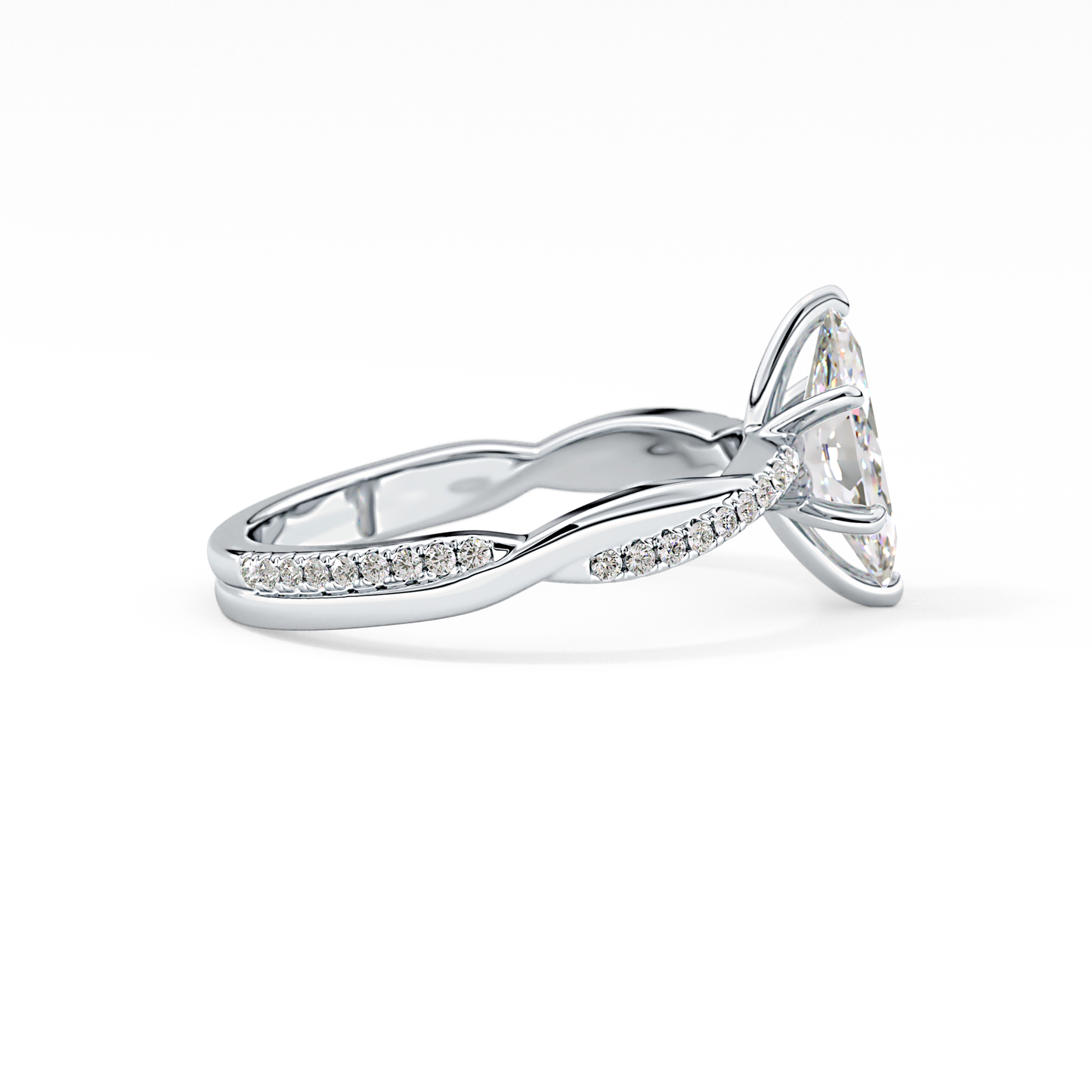 Marquise Cut 0.82 Carat Moissanite Ring – Criss Cross Pave Setting in Gold