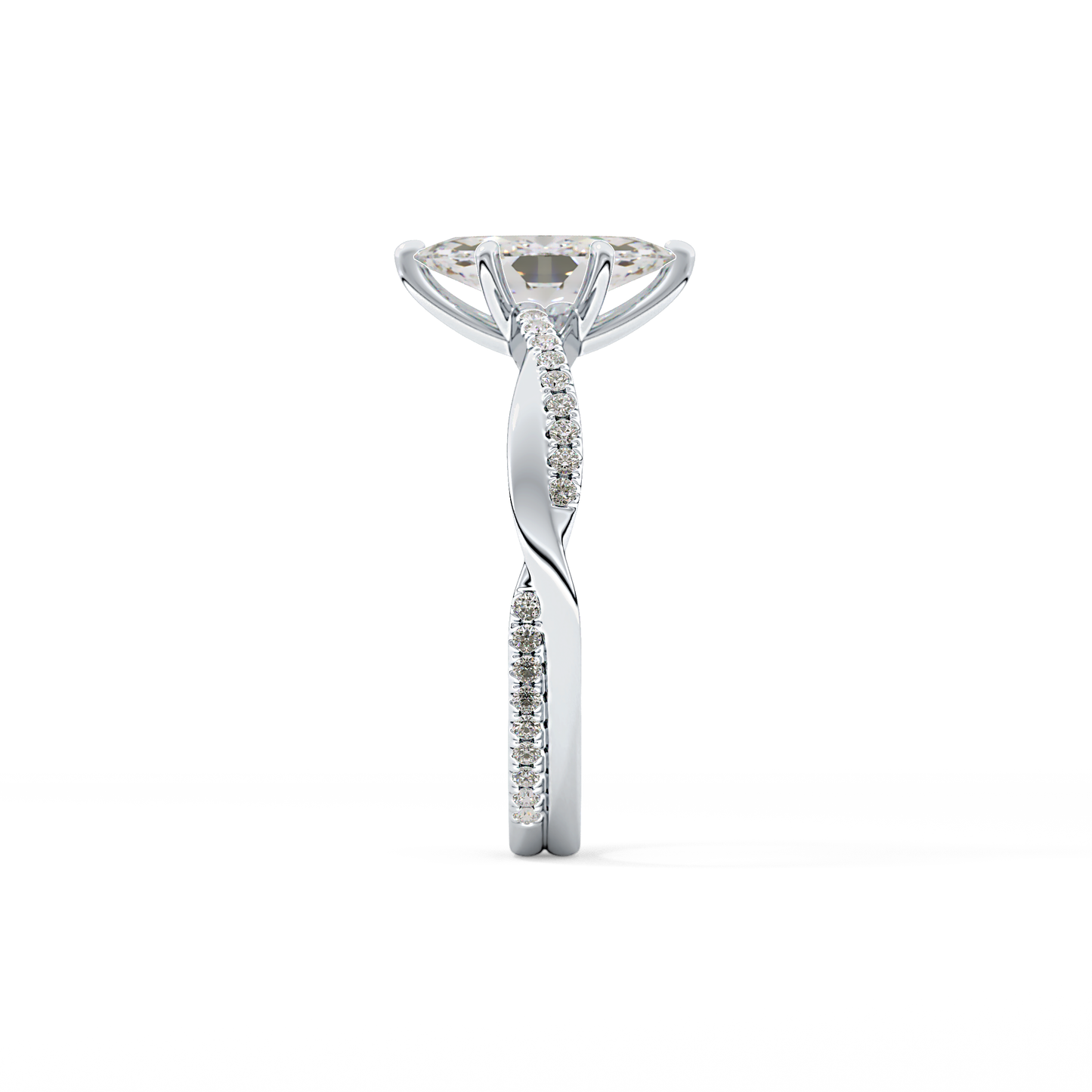Marquise Cut 0.82 Carat Moissanite Ring – Criss Cross Pave Setting in Gold