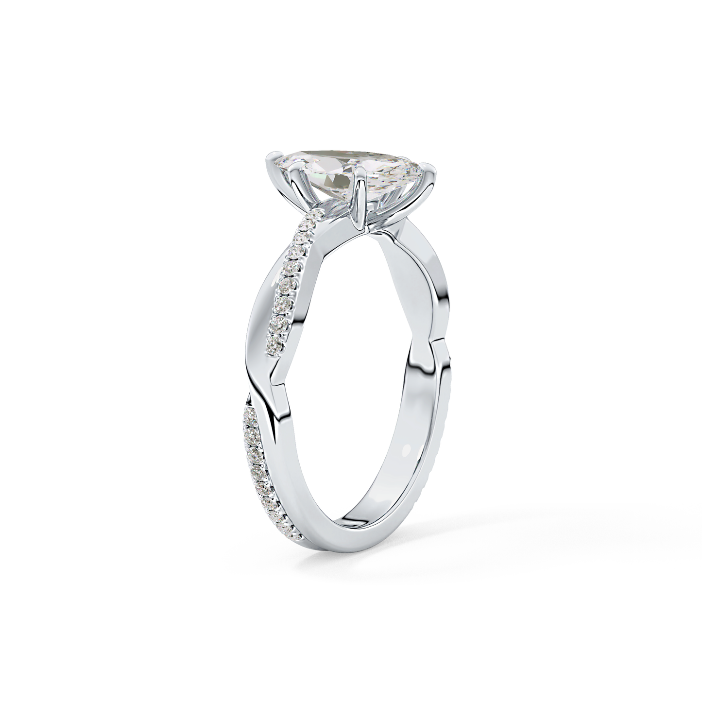 Marquise Cut 0.82 Carat Moissanite Ring – Criss Cross Pave Setting in Gold