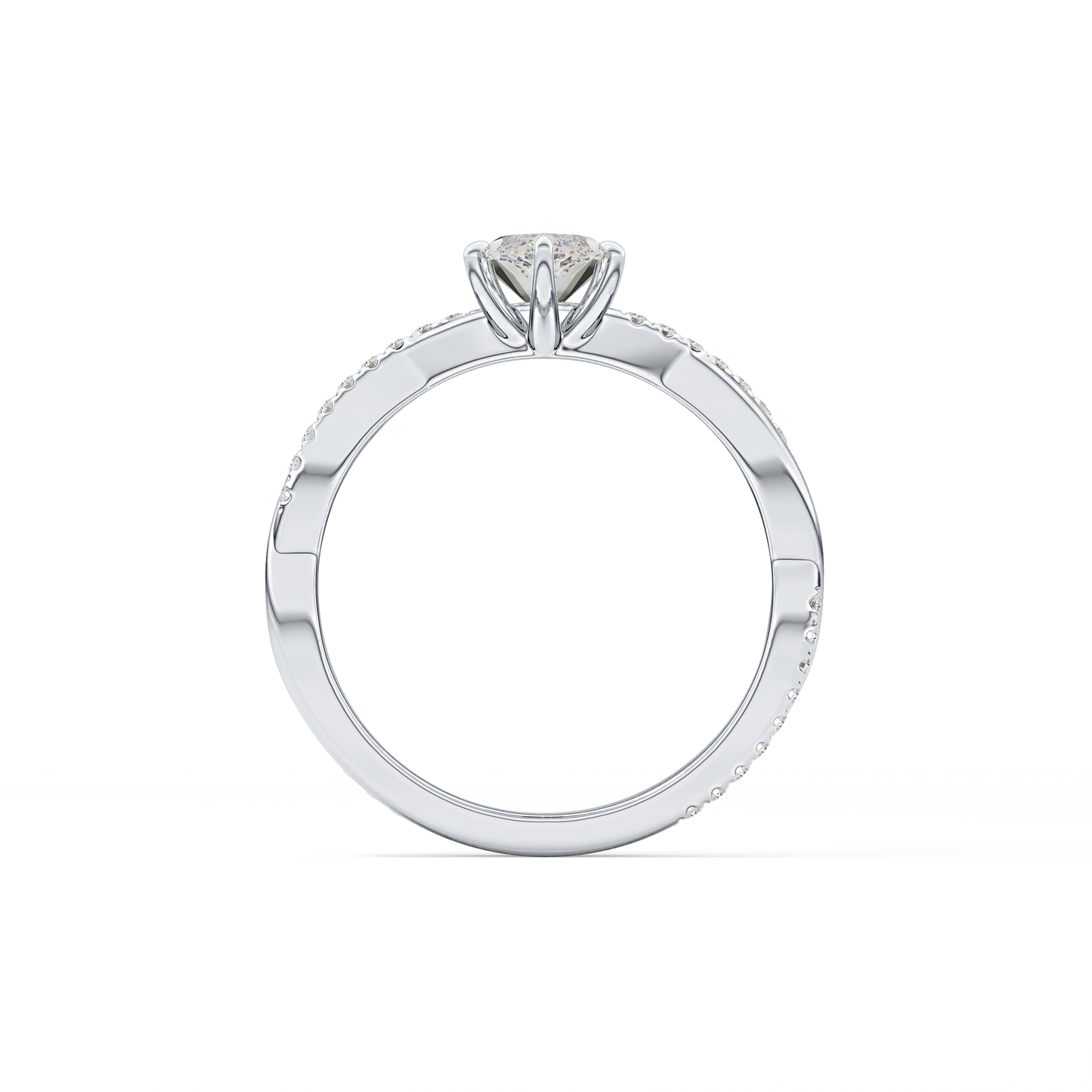 Marquise Cut 0.82 Carat Moissanite Ring – Criss Cross Pave Setting in Gold