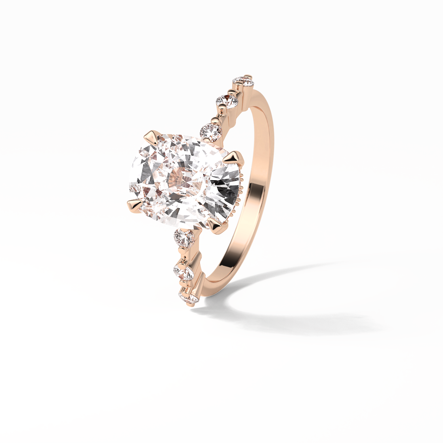 4.0 CT Cushion Cut Dainty Style Moissanite Engagement Ring 17