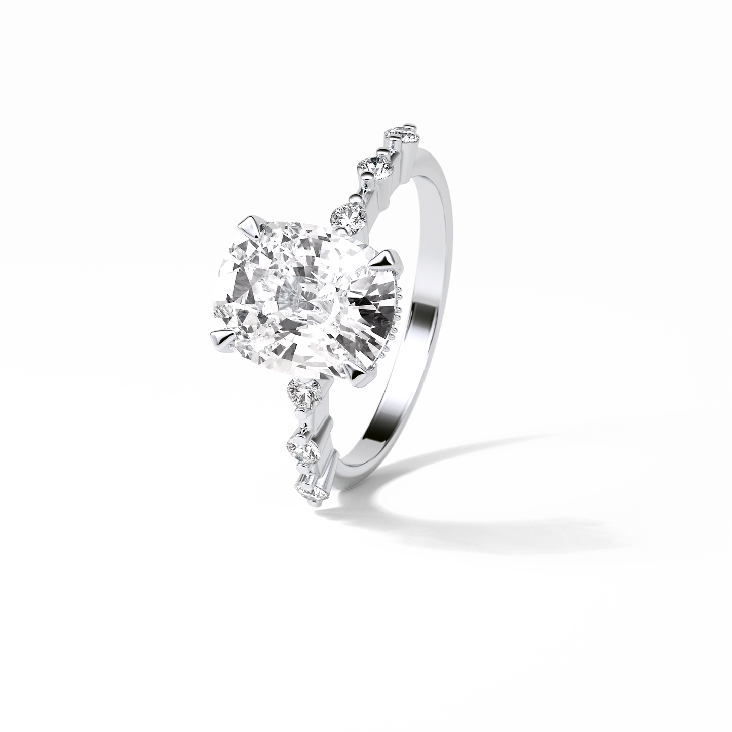 4.0 CT Cushion Cut Dainty Style Moissanite Engagement Ring 4