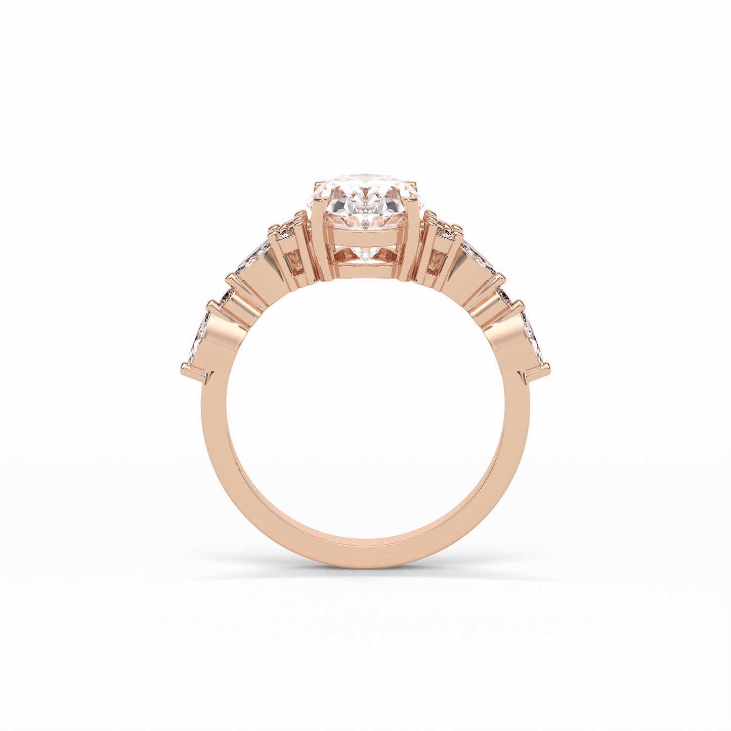 2.1 CT Oval Cut Cluster Style Moissanite Engagement Rings 8