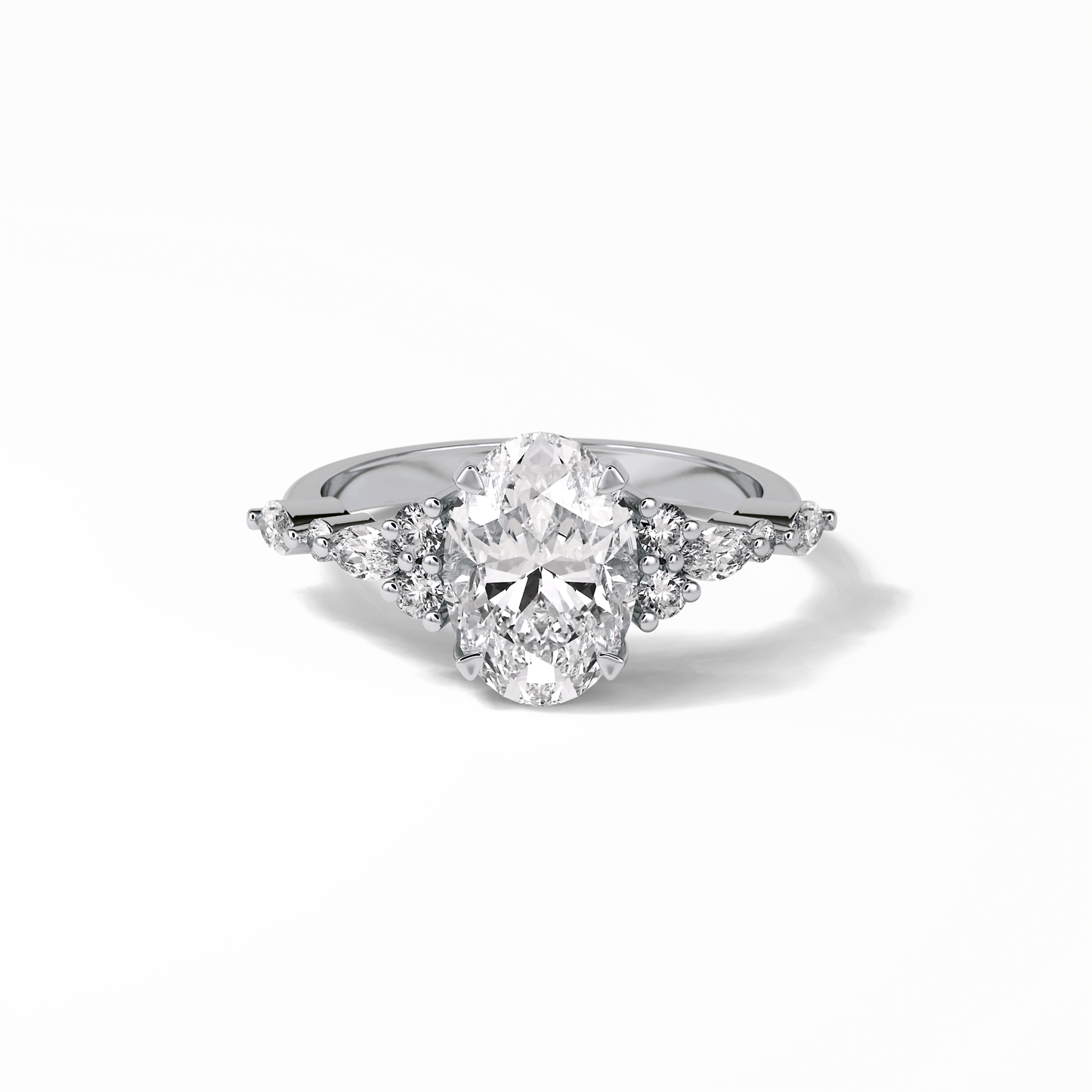 2.1 CT Oval Cut Cluster Style Moissanite Engagement Rings 1