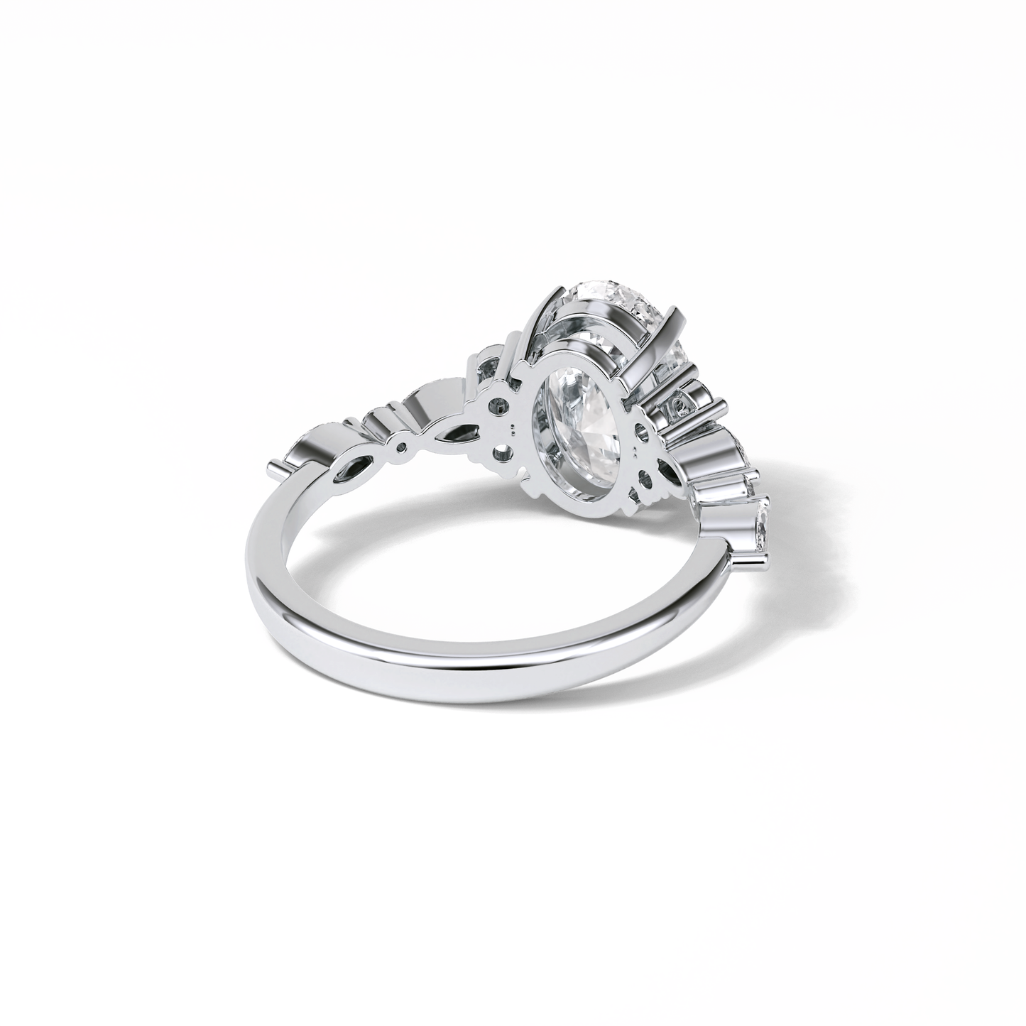 2.1 CT Oval Cut Cluster Style Moissanite Engagement Rings 6