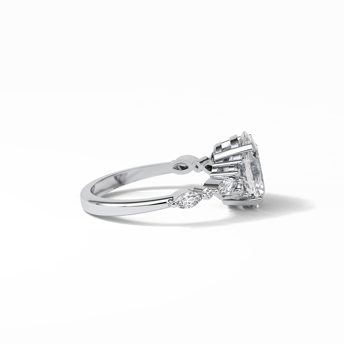 2.1 CT Oval Cut Cluster Style Moissanite Engagement Rings 4