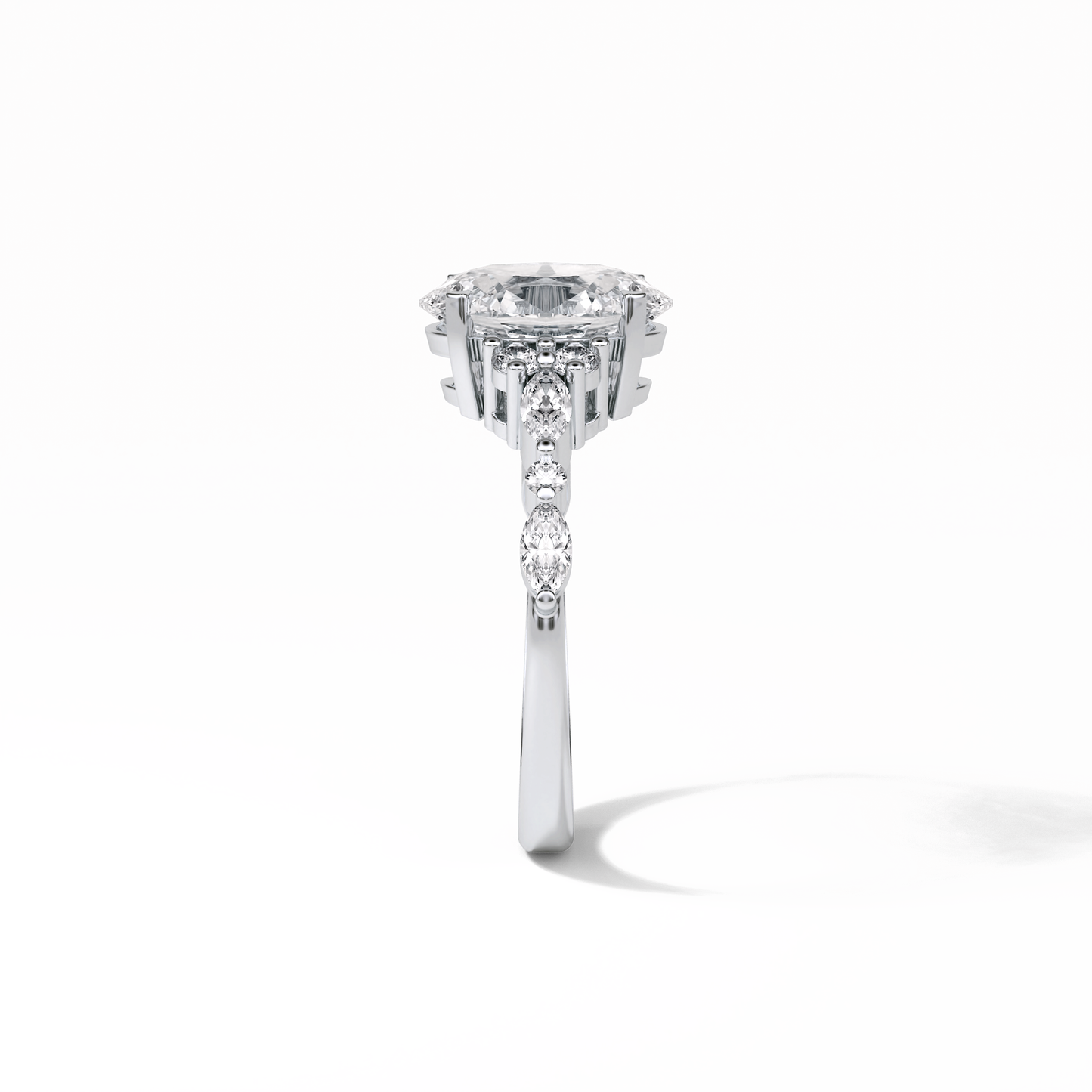 2.1 CT Oval Cut Cluster Style Moissanite Engagement Rings 3