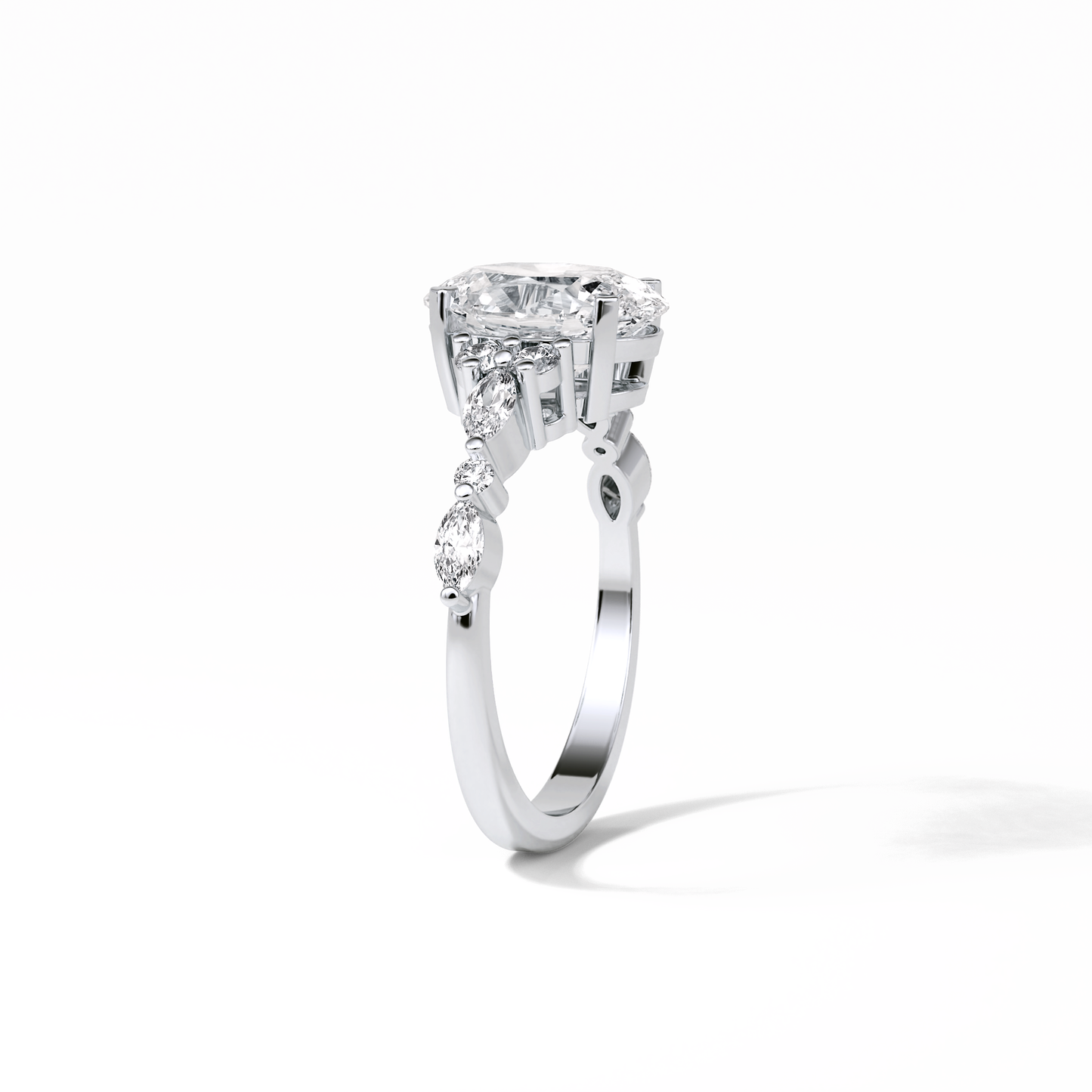 2.1 CT Oval Cut Cluster Style Moissanite Engagement Rings 2