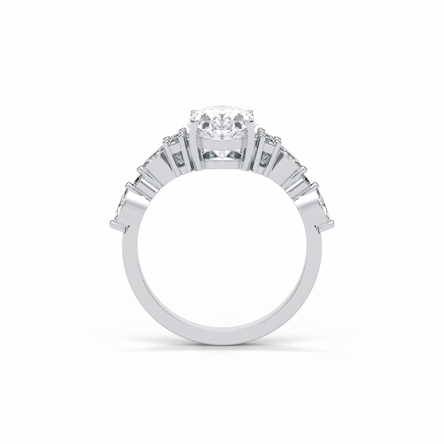 2.1 CT Oval Cut Cluster Style Moissanite Engagement Rings 7