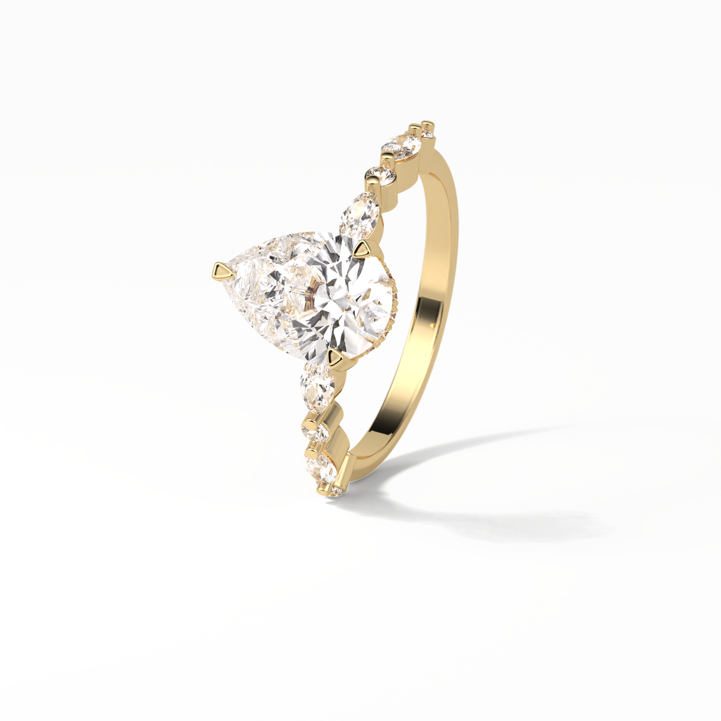 1.93 CT Pear Cut Dainty Style Moissanite Engagement Ring 19