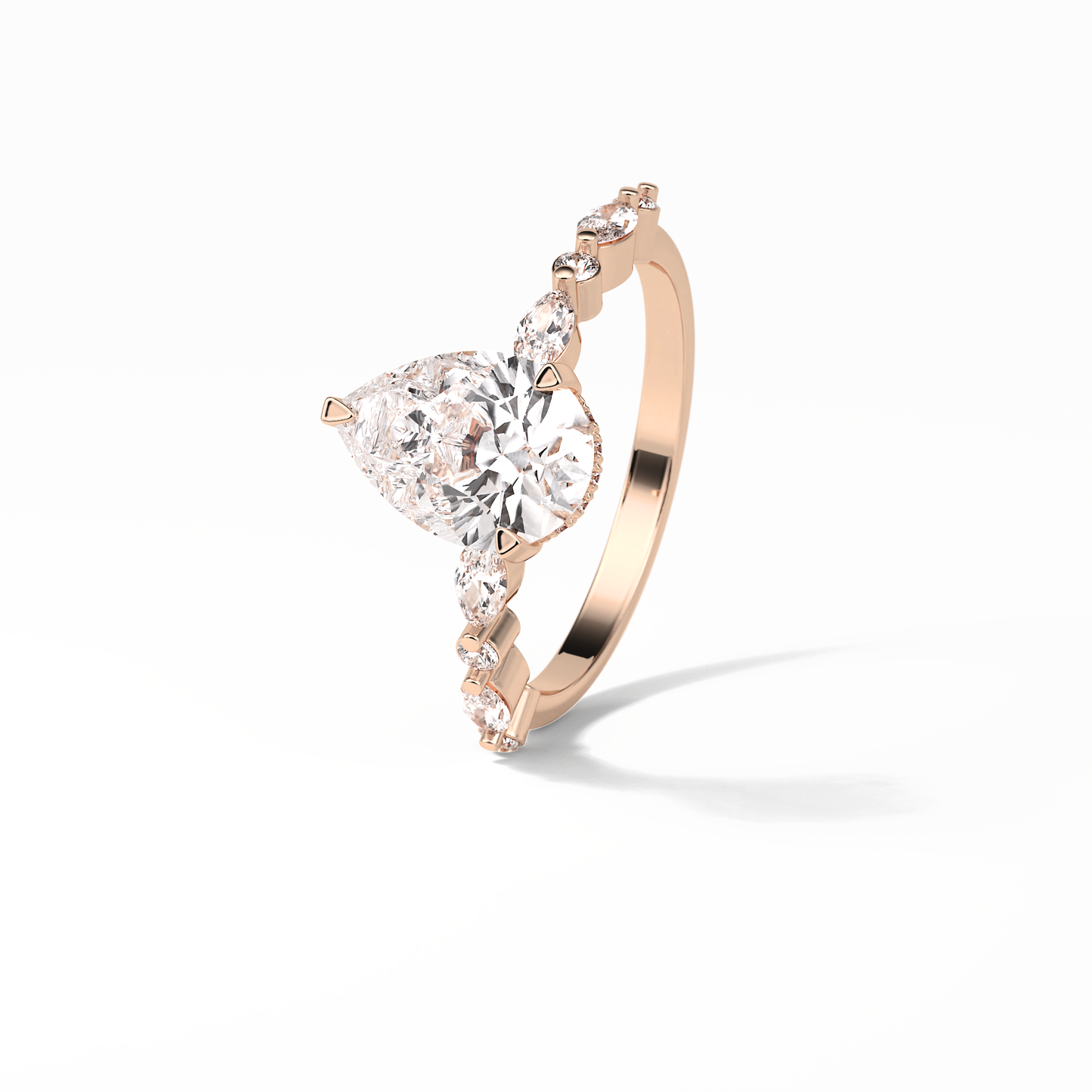1.93 CT Pear Cut Dainty Style Moissanite Engagement Ring 13