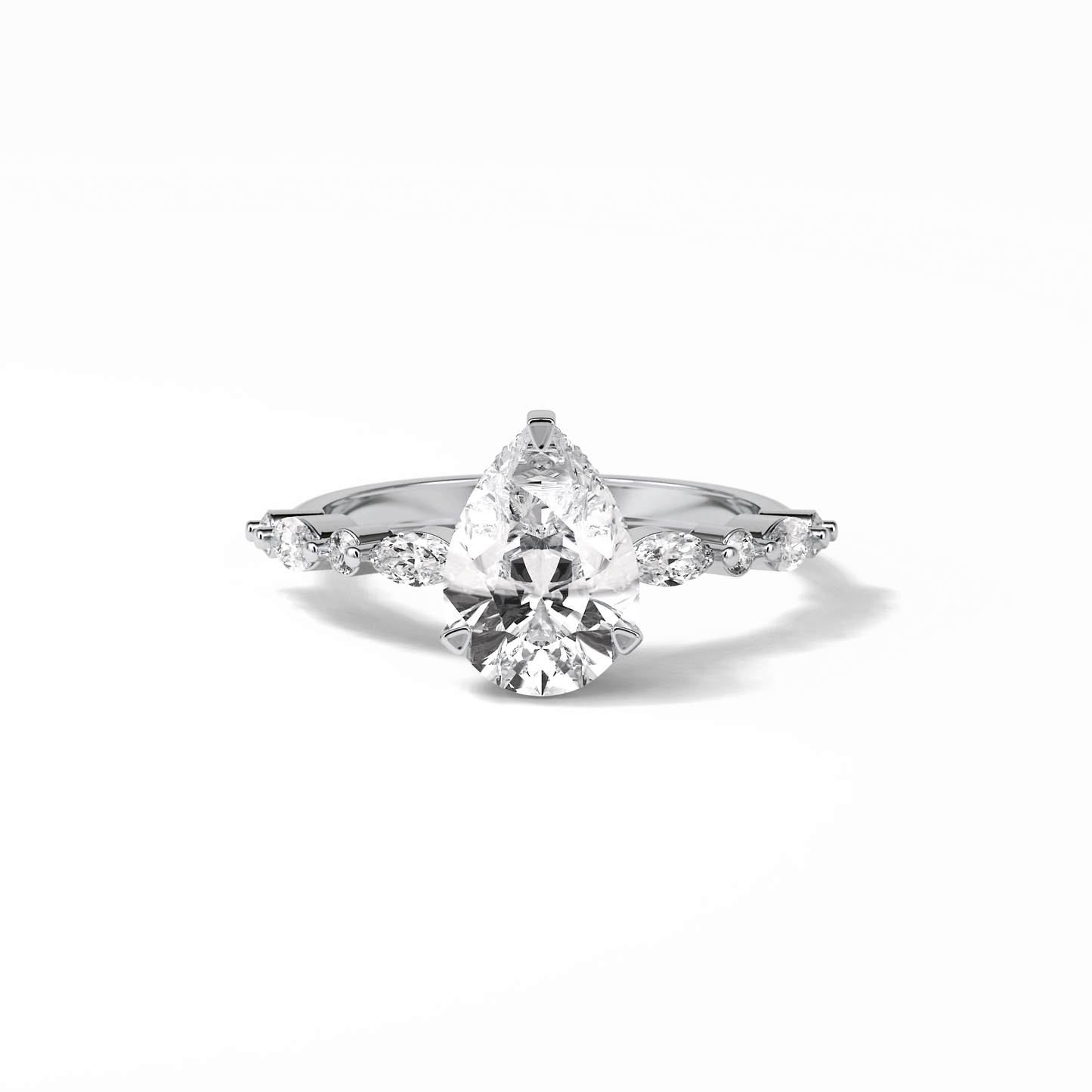 1.93 CT Pear Cut Dainty Style Moissanite Engagement Ring 1