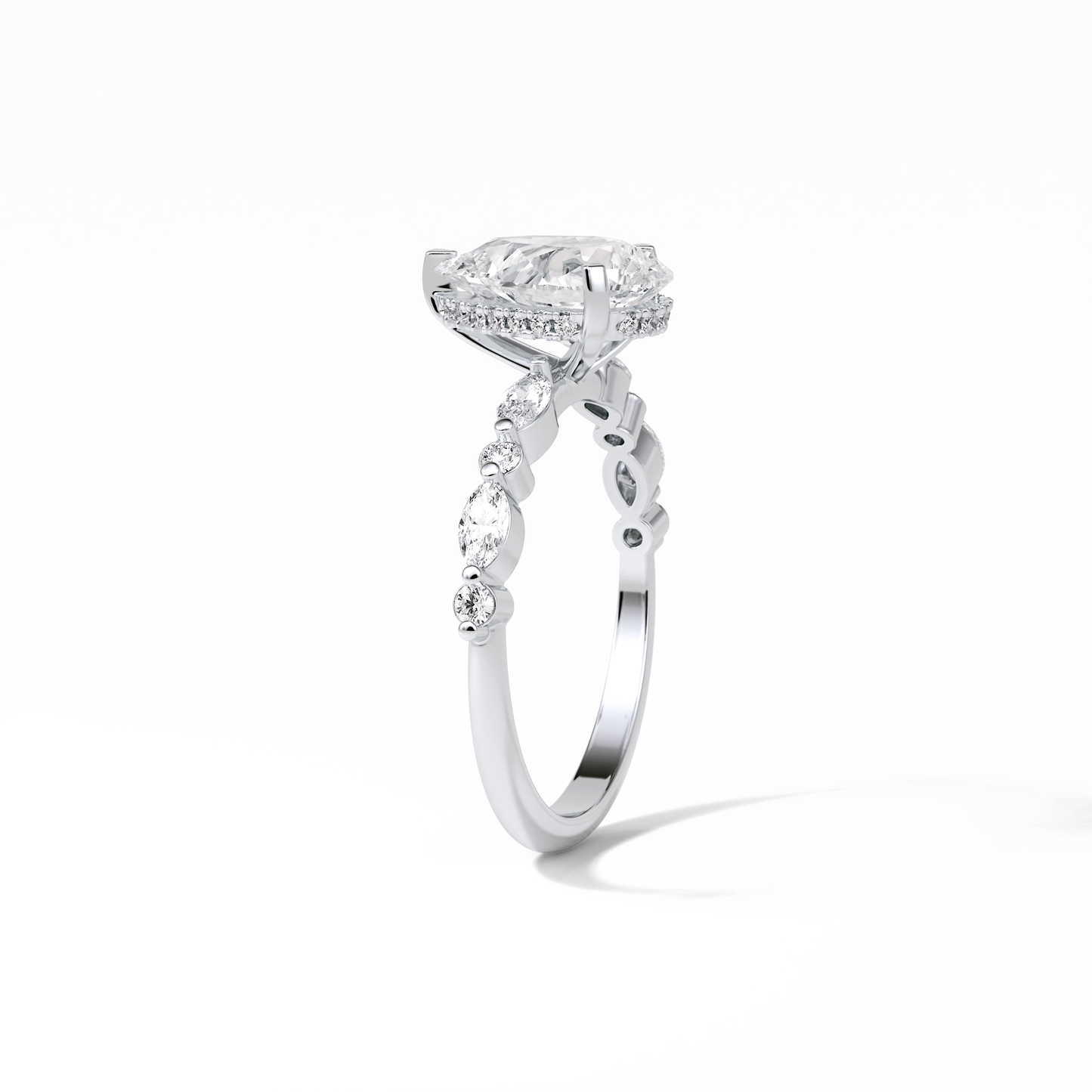 1.93 CT Pear Cut Dainty Style Moissanite Engagement Ring 6