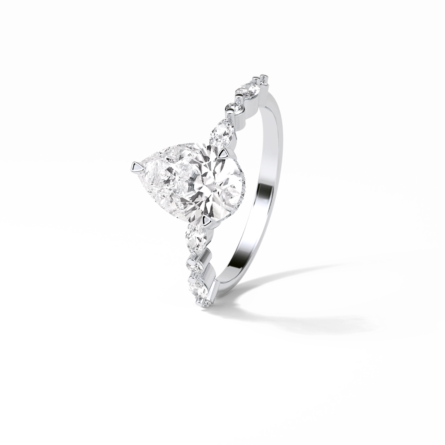 1.93 CT Pear Cut Dainty Style Moissanite Engagement Ring 7