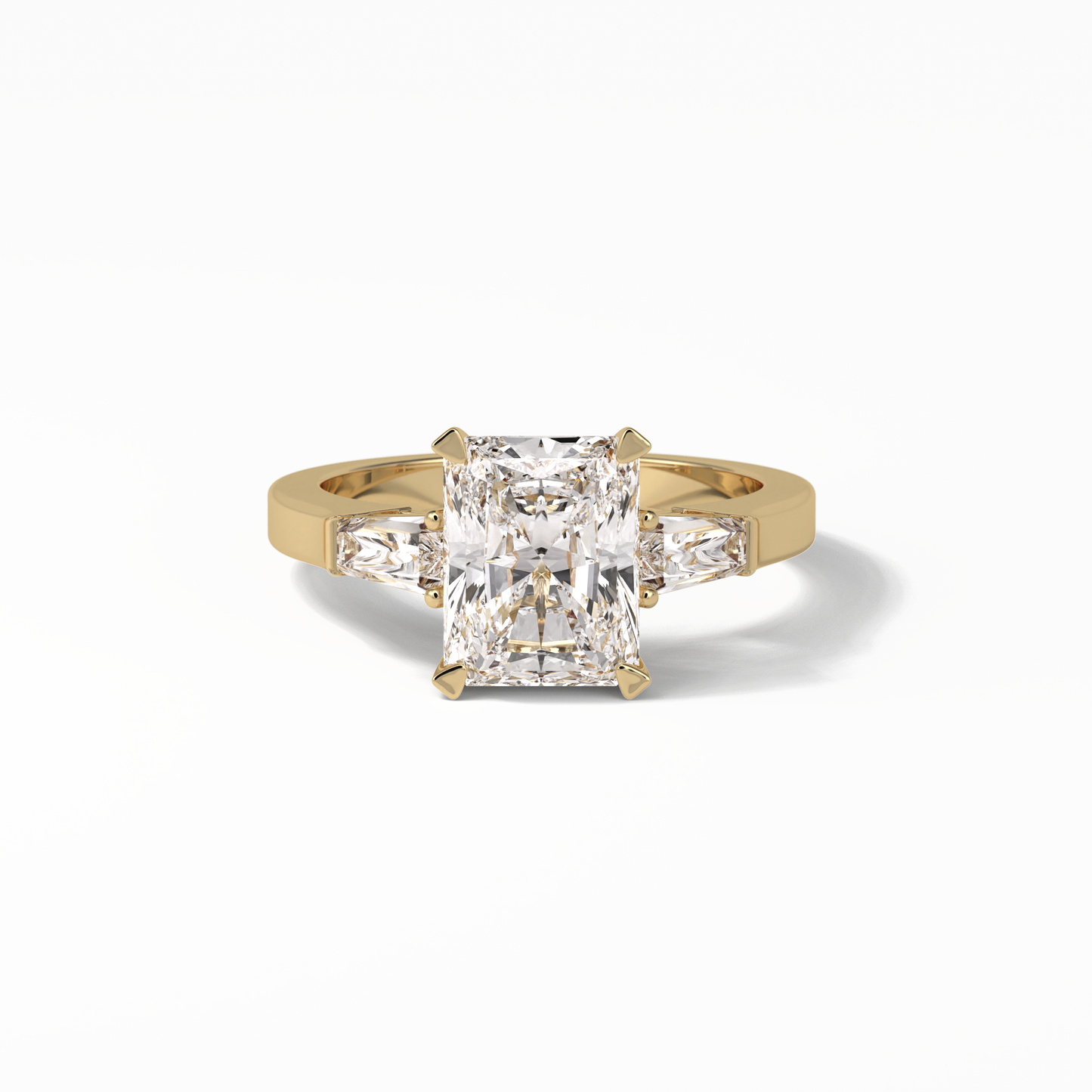 2.30 CT Radiant Cut Three Stones Style Moissanite Engagement Ring 8